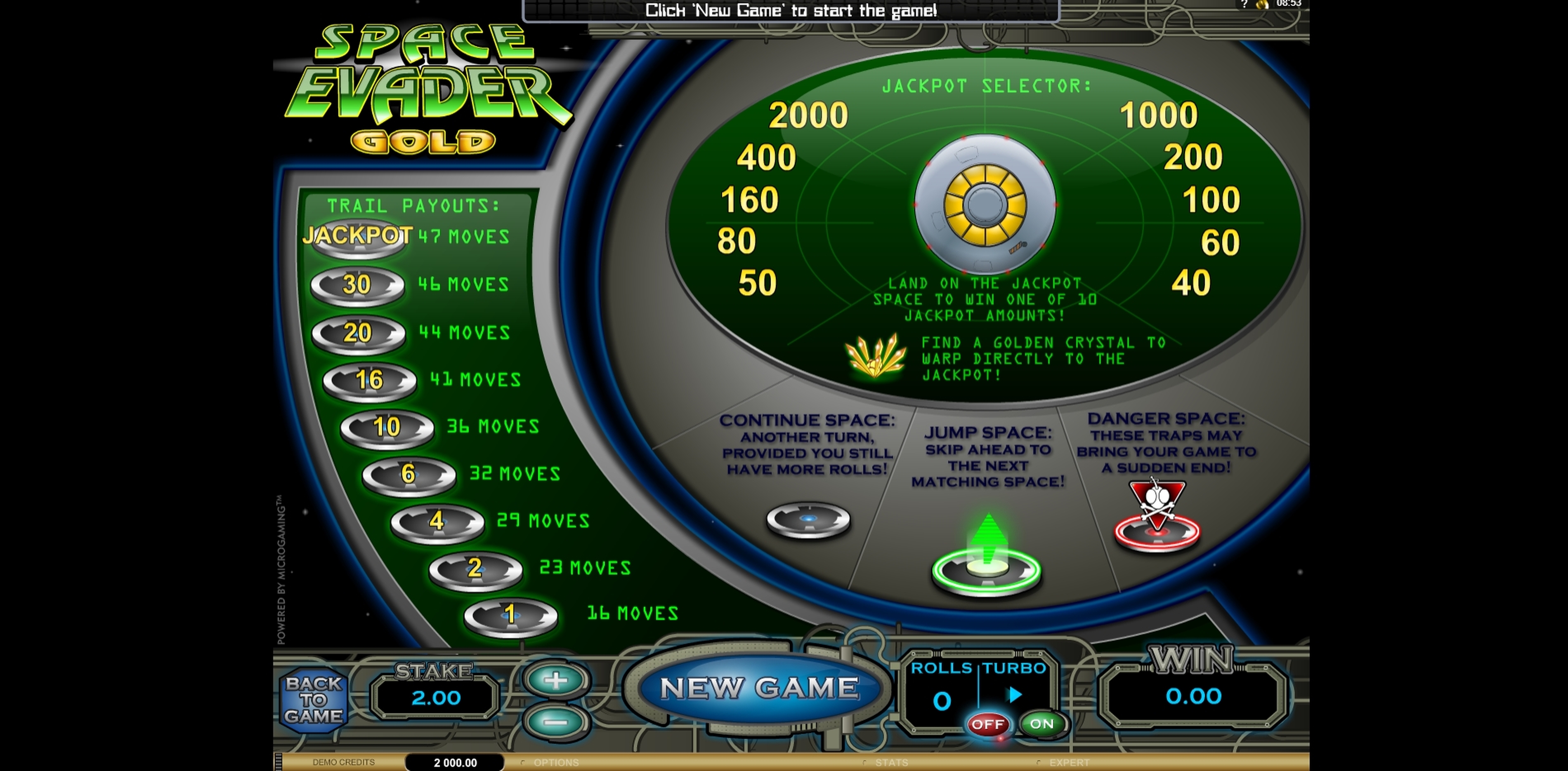 Info of Space Evader Gold Slot Game by Microgaming