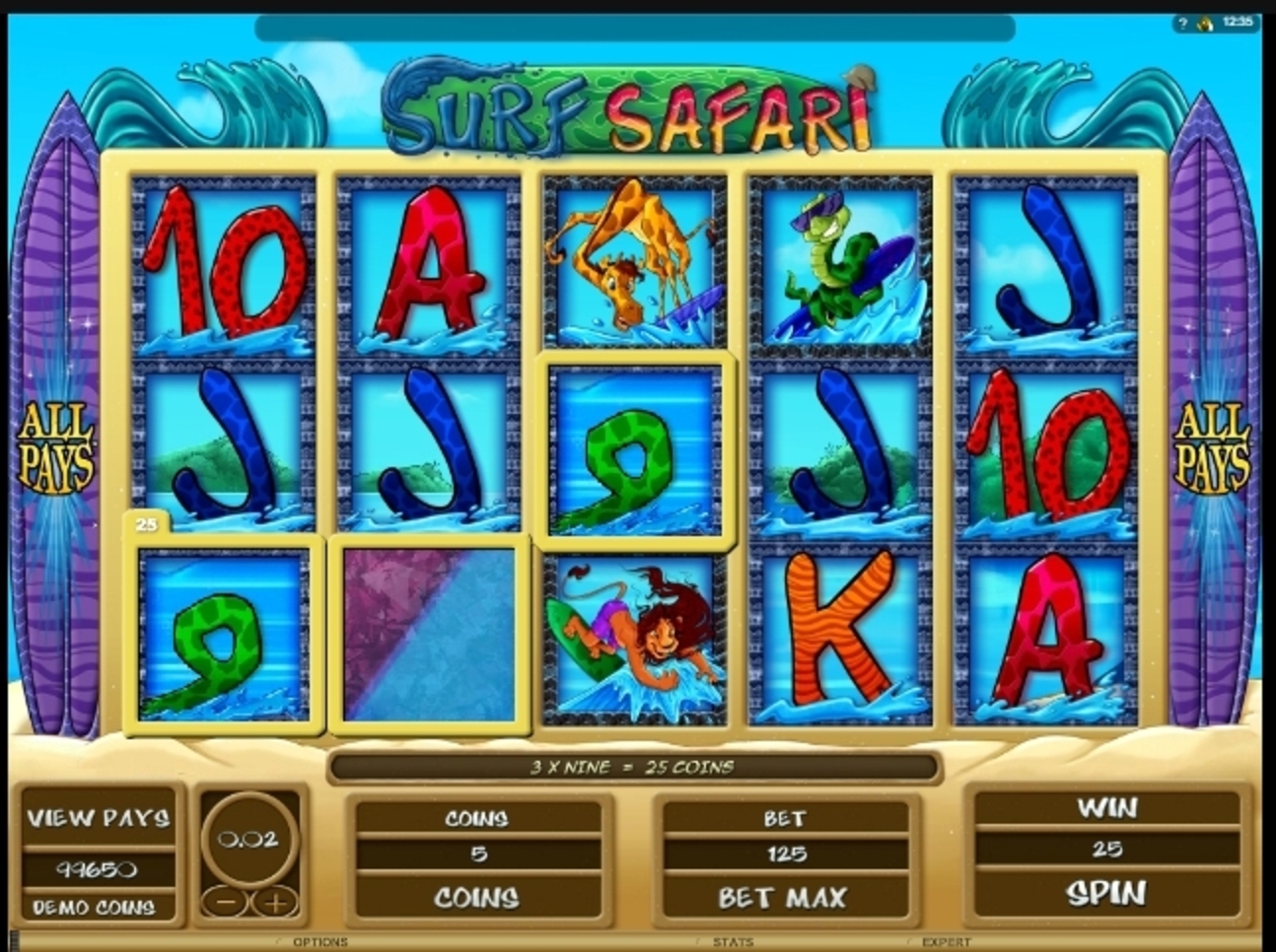 Win Money in Surf Safari Free Slot Game by Microgaming
