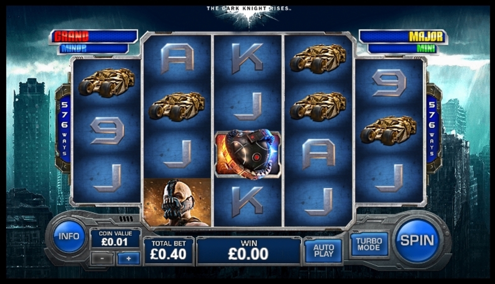 Reels in The Dark Knight Rises Slot Game by Microgaming