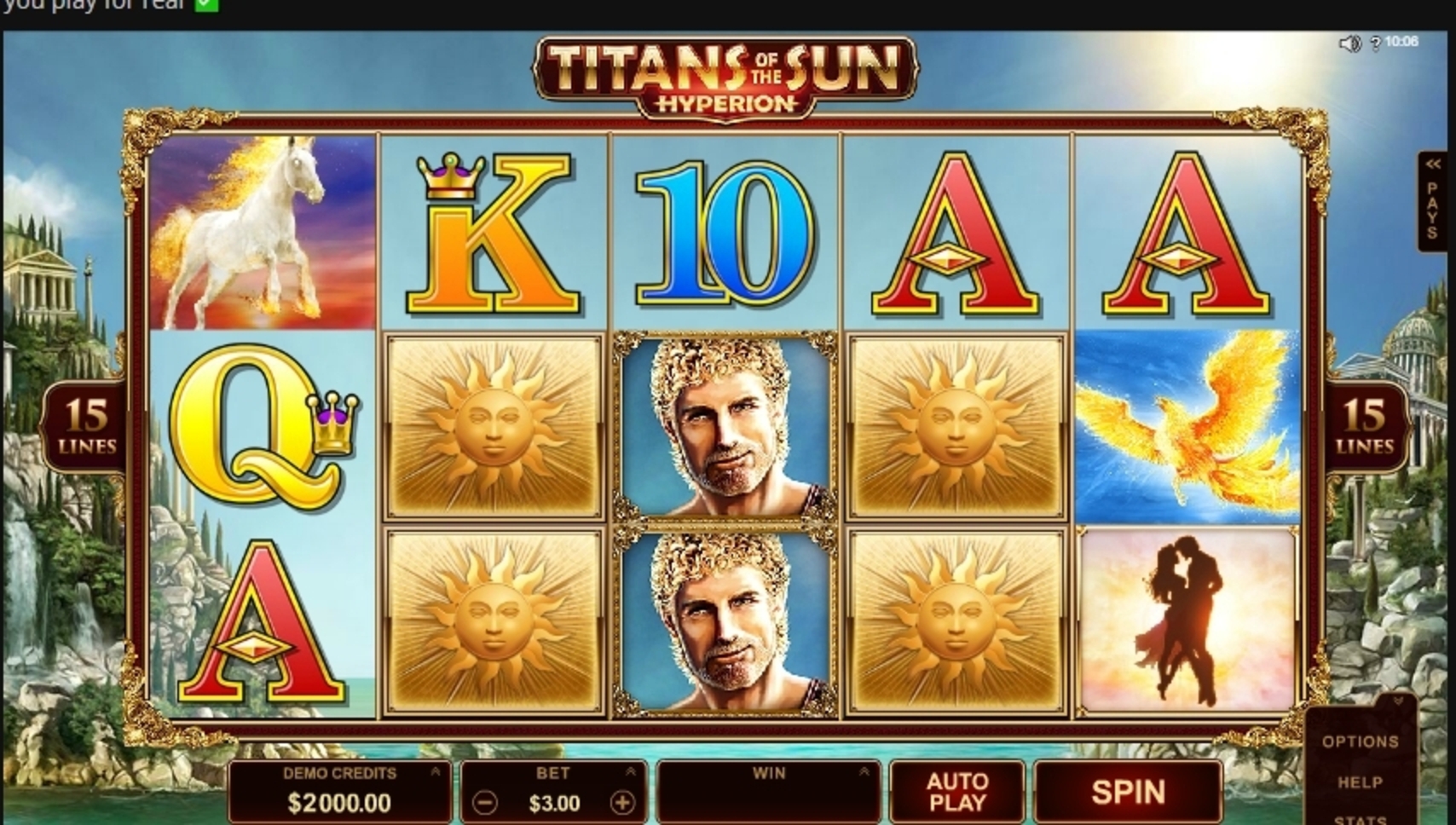 Reels in Titans of the Sun Hyperion Slot Game by Microgaming