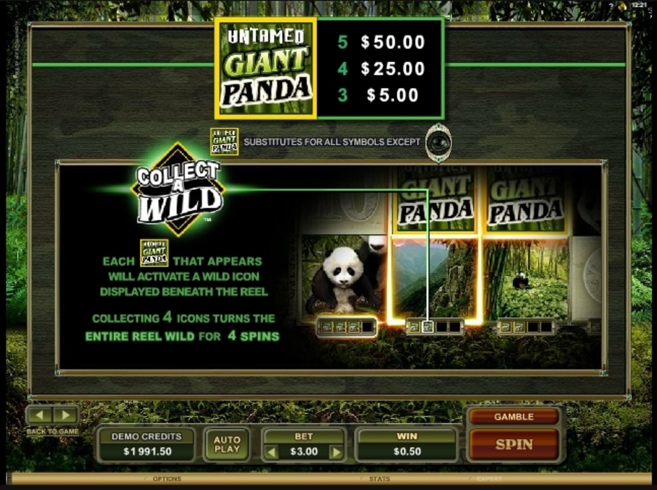 Info of Untamed Giant Panda Slot Game by Microgaming