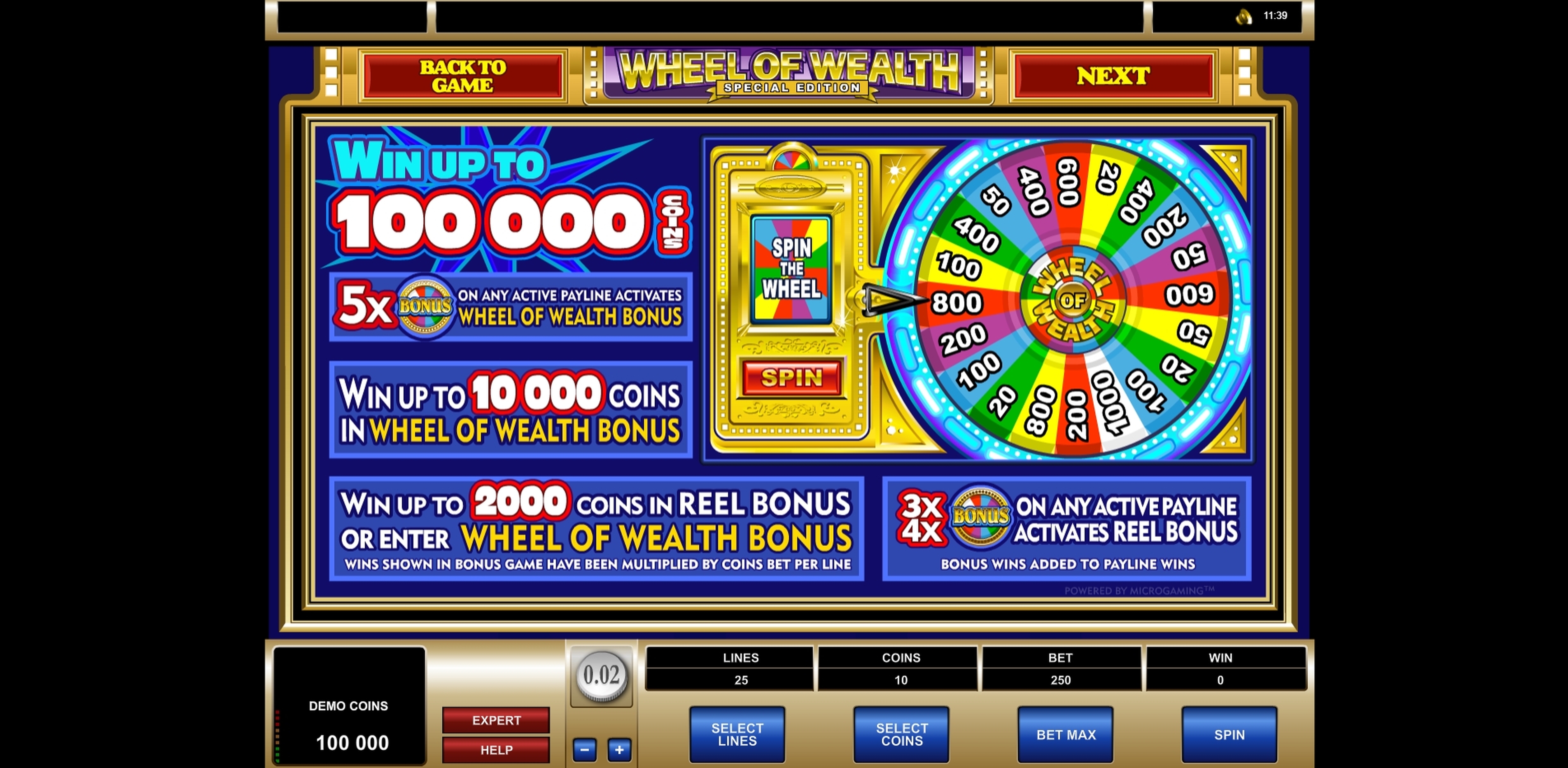 Info of Wheel of Wealth Special Edition Slot Game by Microgaming