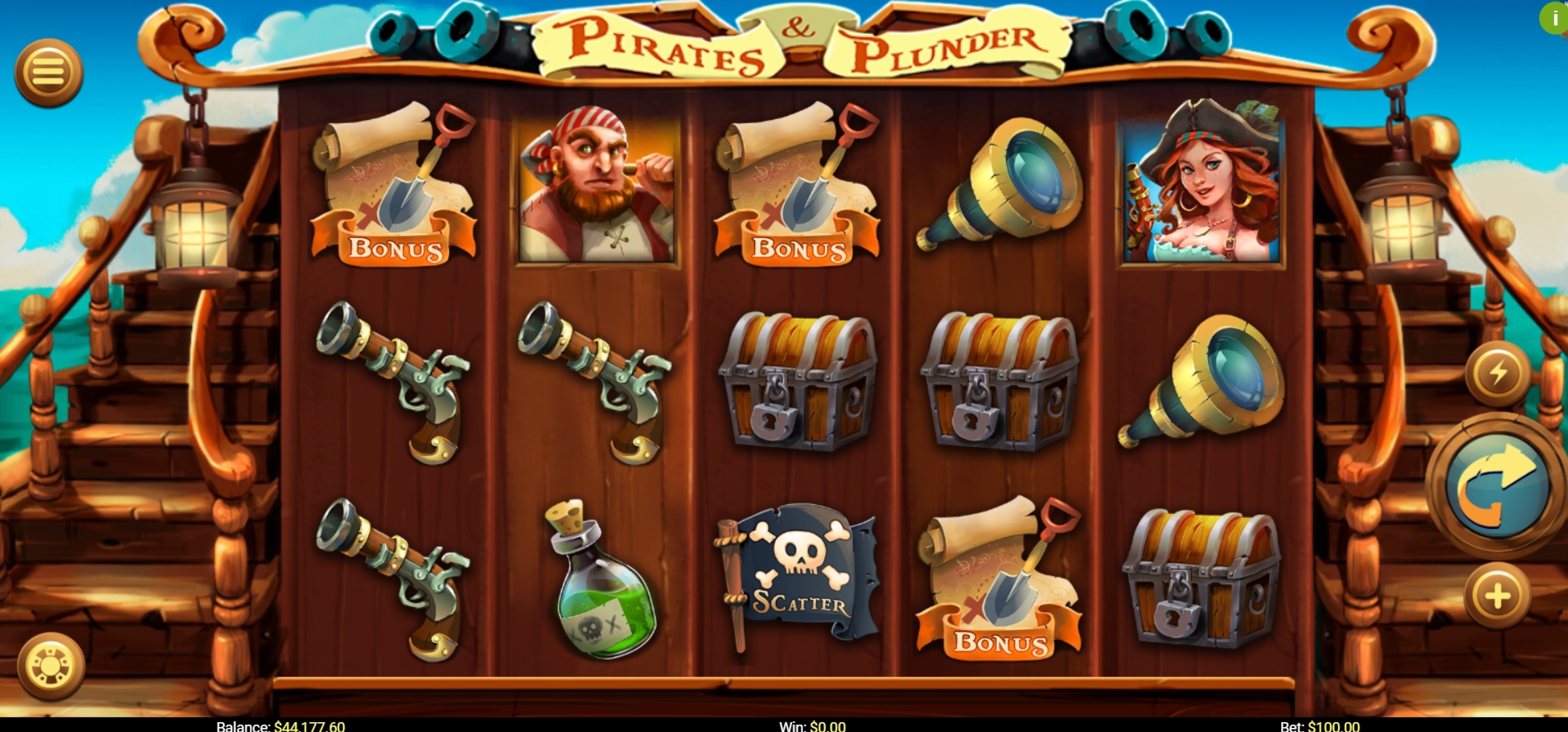 Reels in Pirates and Plunder Slot Game by Mobilots