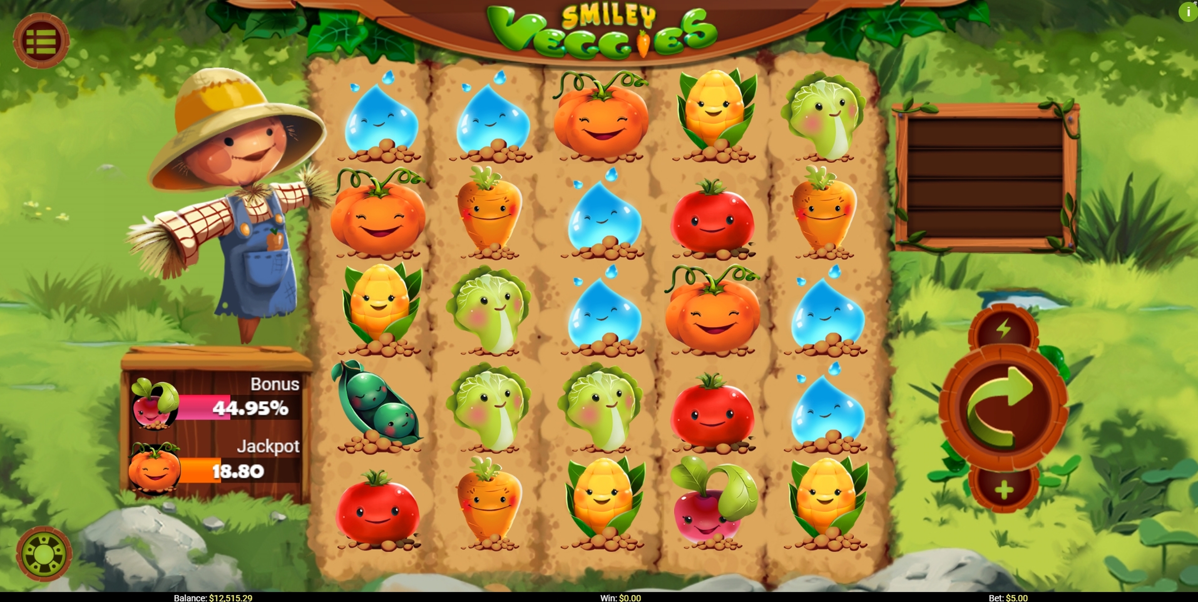 Reels in Smiley Veggies Slot Game by Mobilots