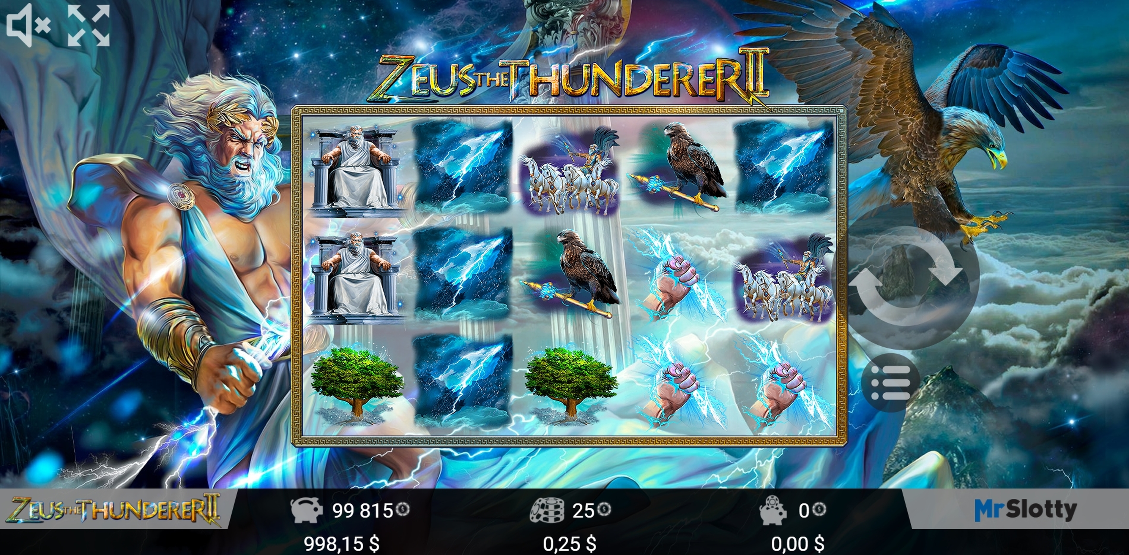 Reels in Zeus the Thunderer II Slot Game by Mr Slotty