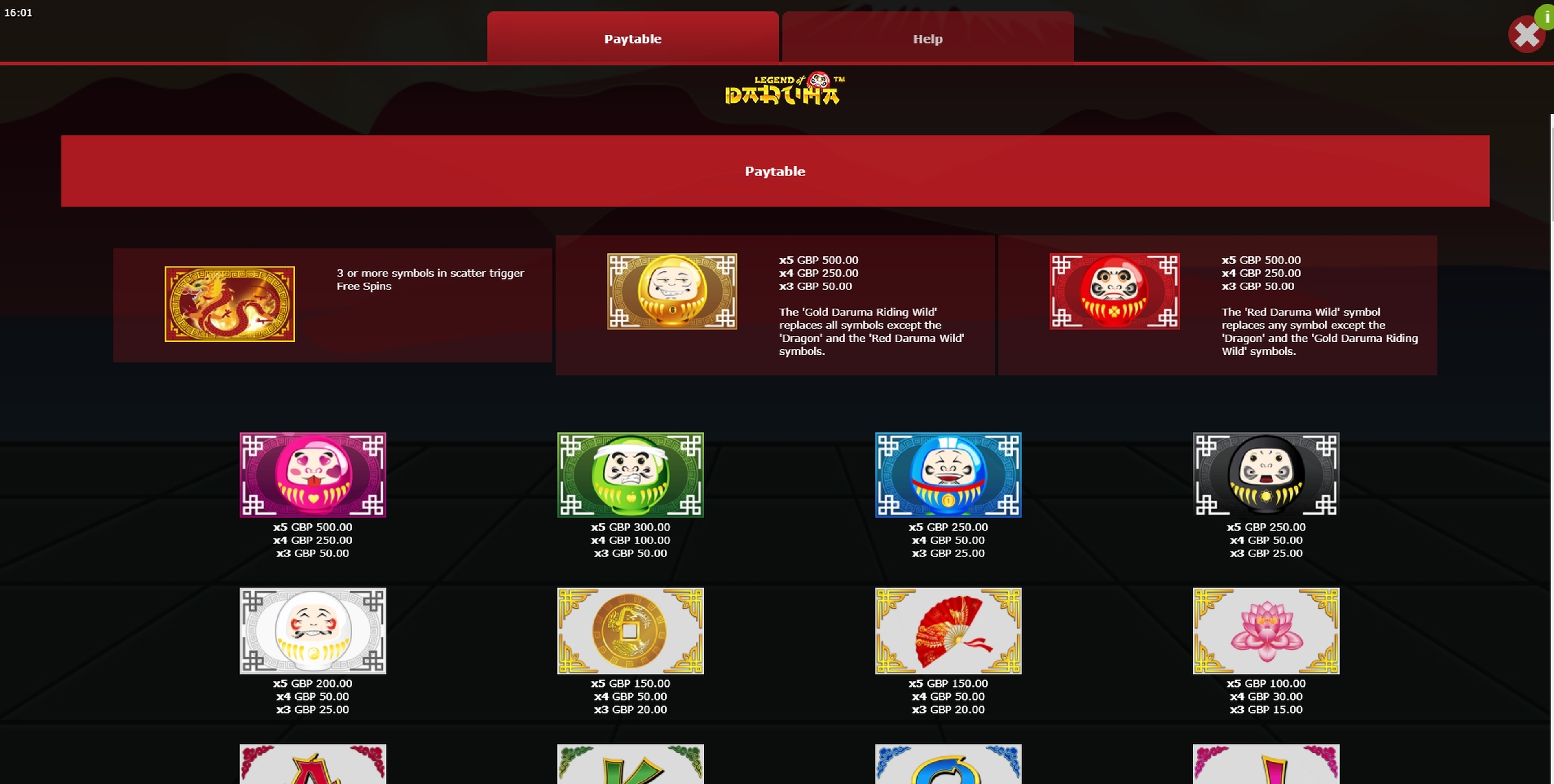 Info of Legend of Daruma Slot Game by Mutuel Play