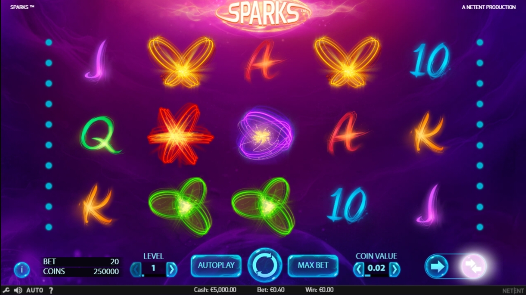 Reels in Sparks Slot Game by NetEnt