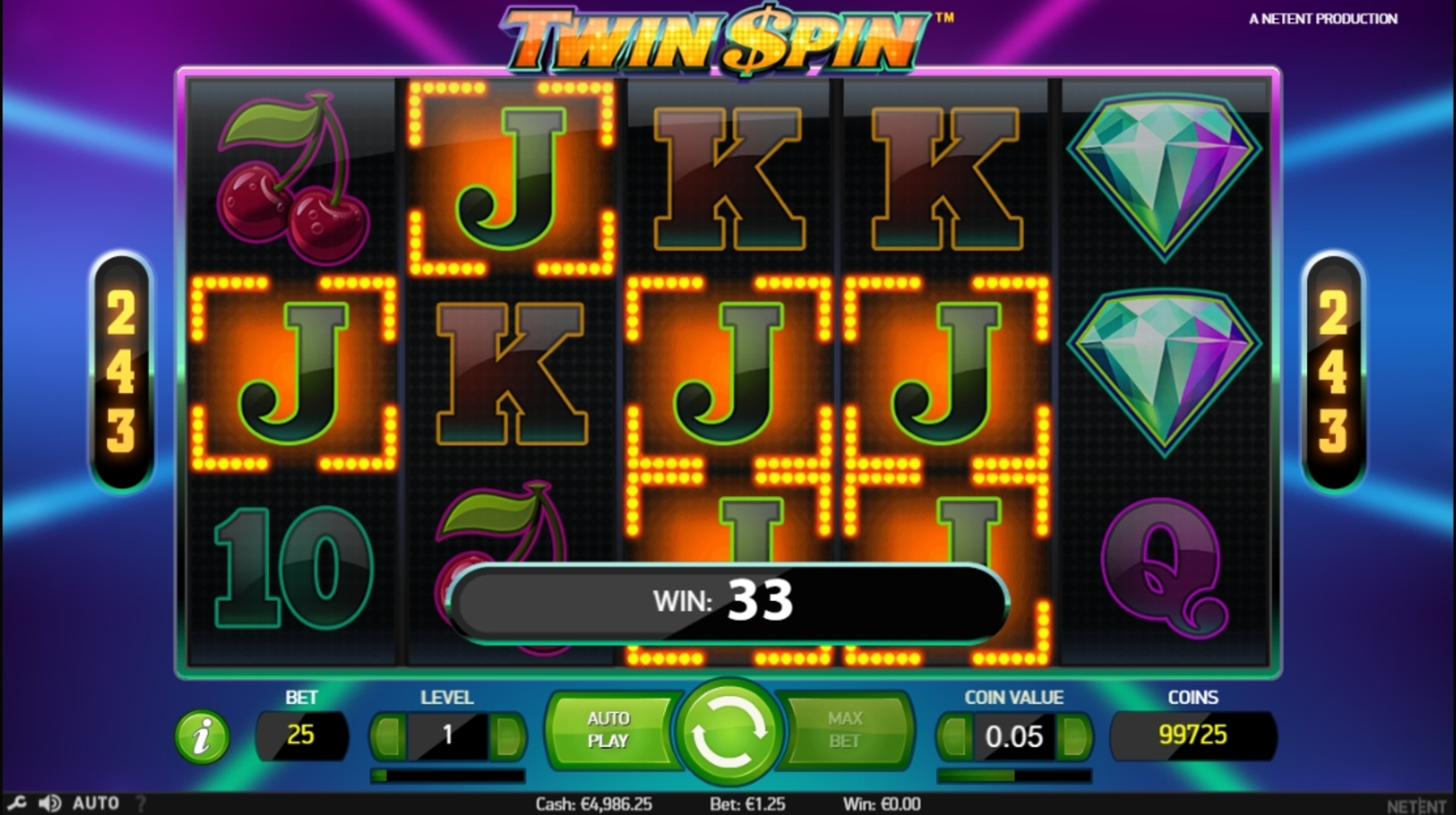 Win Money in Twin Spin Free Slot Game by NetEnt
