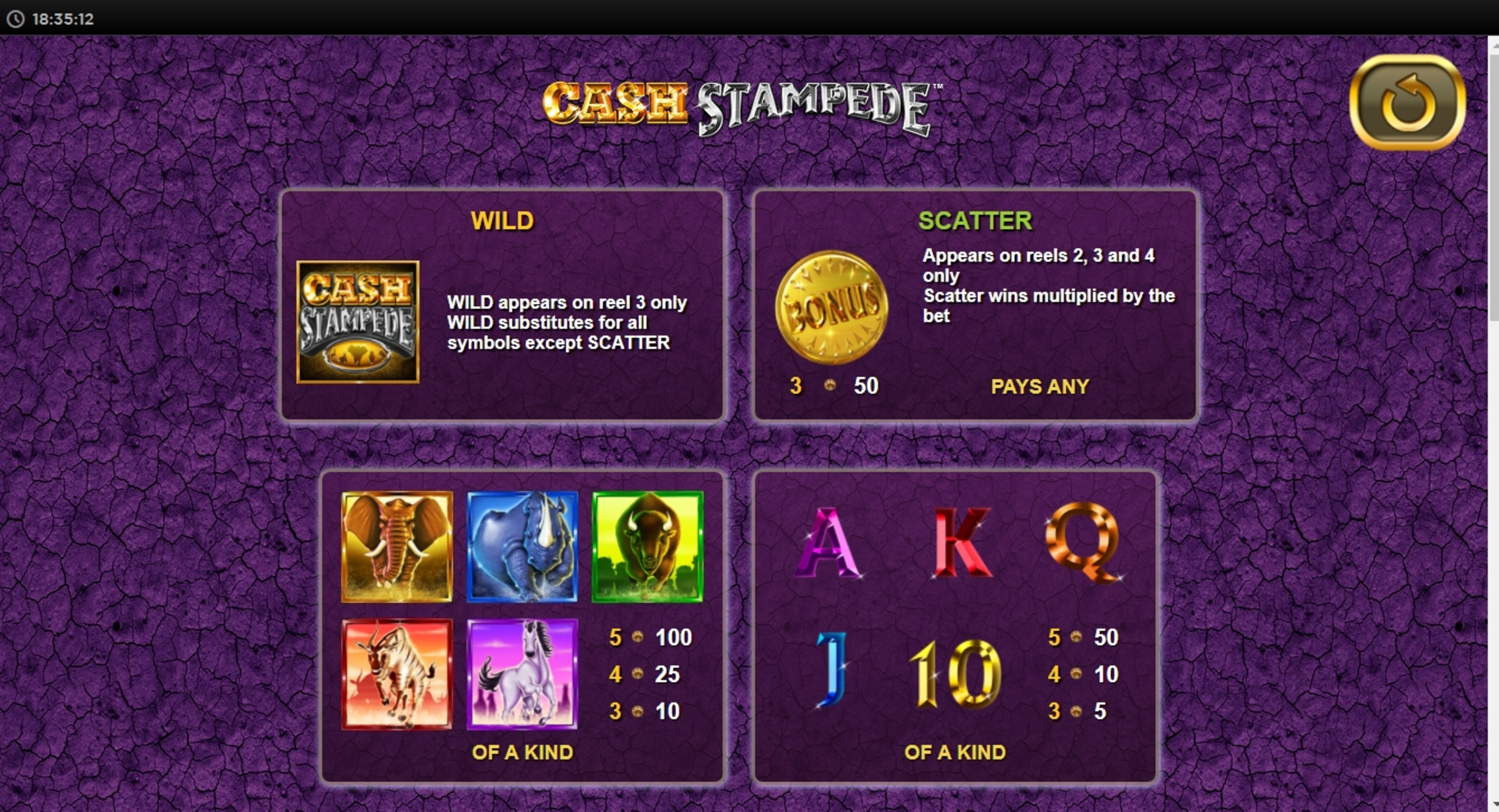 Info of Cash Stampede Slot Game by NextGen Gaming