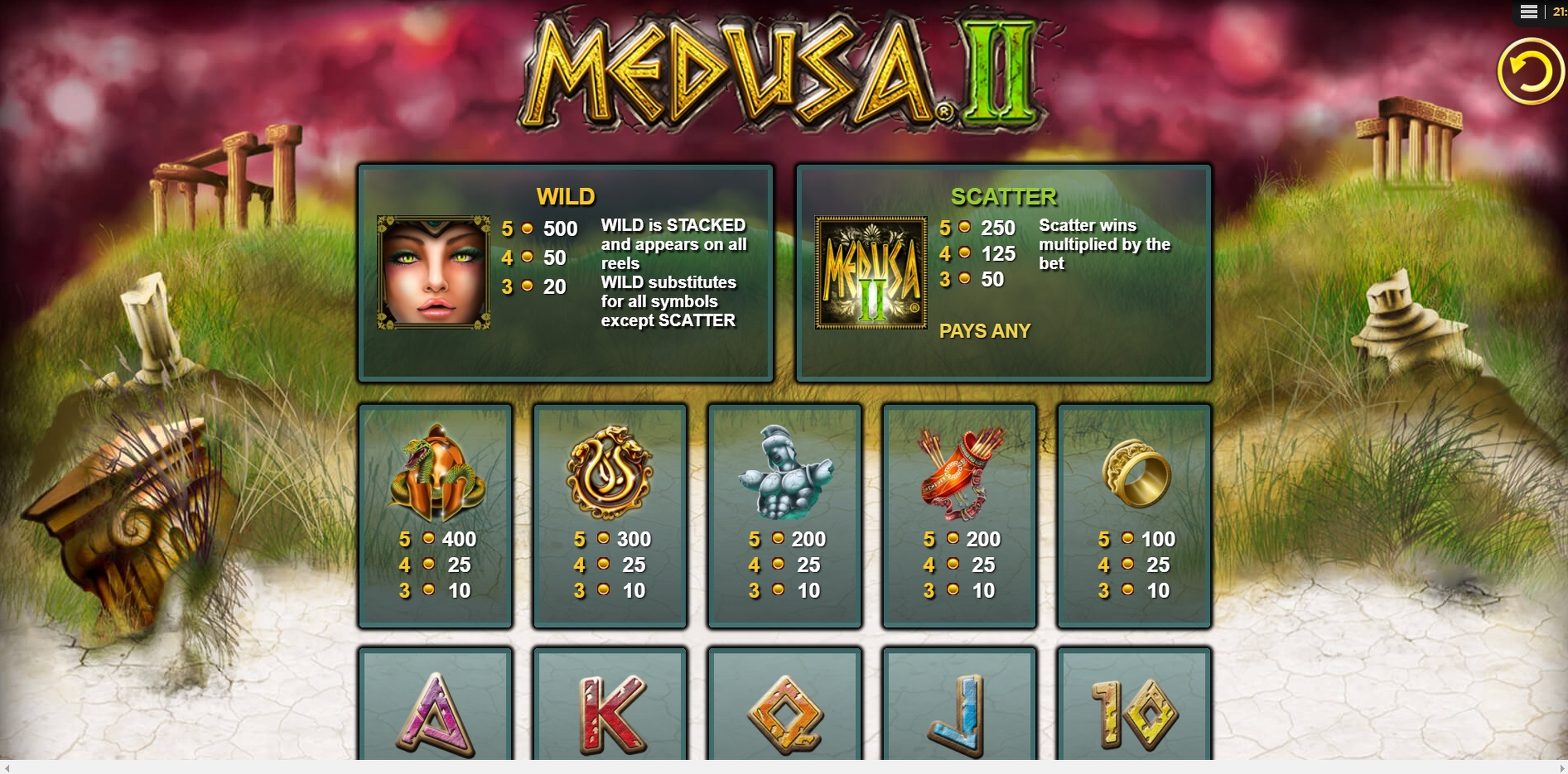 Info of Medusa 2 Slot Game by NextGen Gaming