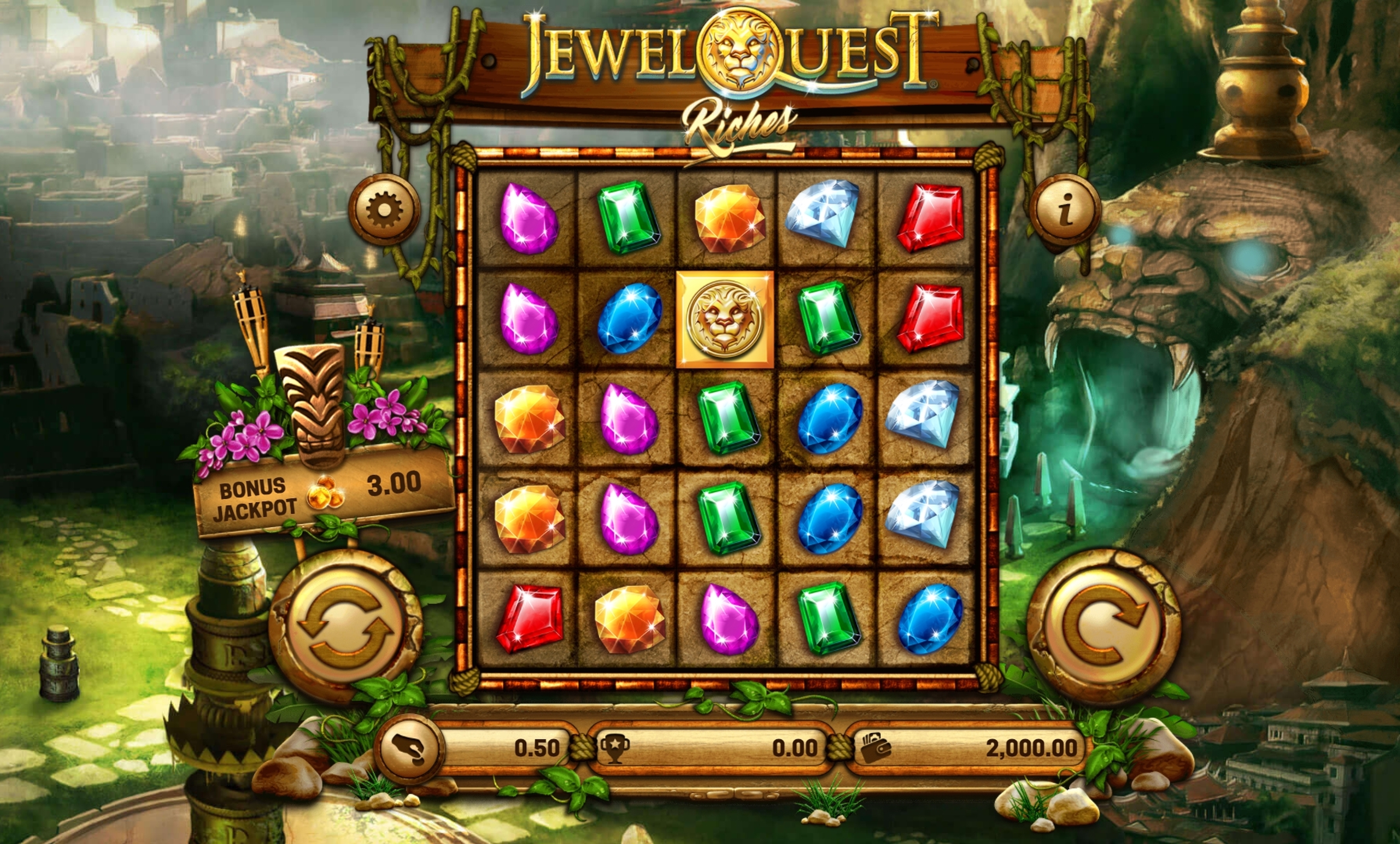 Reels in Jewel Quest Riches Slot Game by Old Skool Studios
