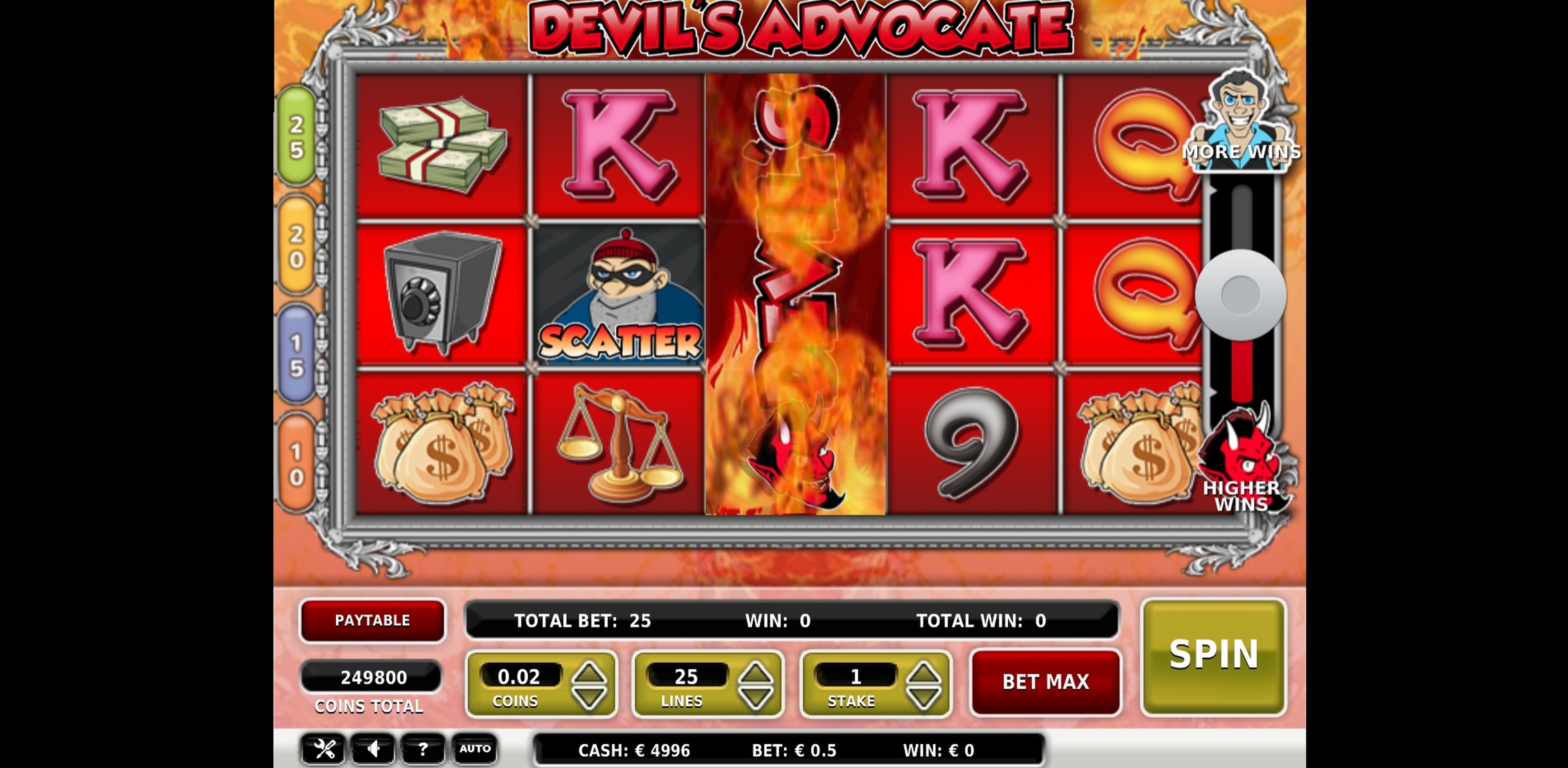 Win Money in Devil's Advocate Free Slot Game by OMI Gaming