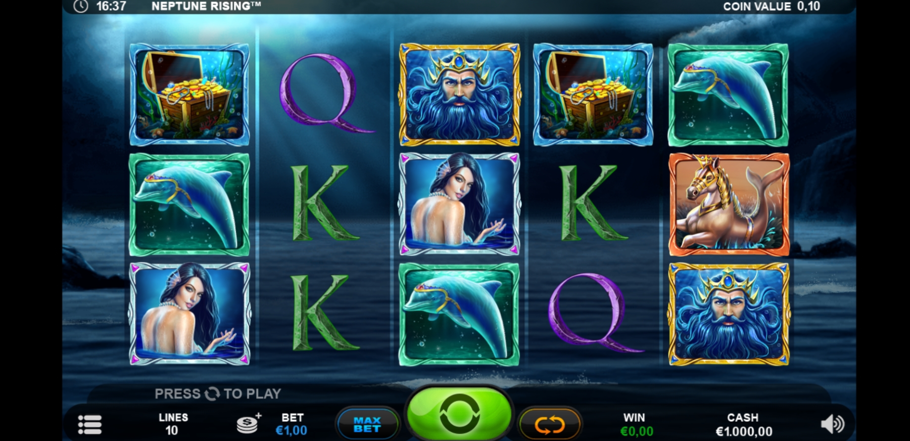 Reels in Neptune Rising Slot Game by Plank Gaming