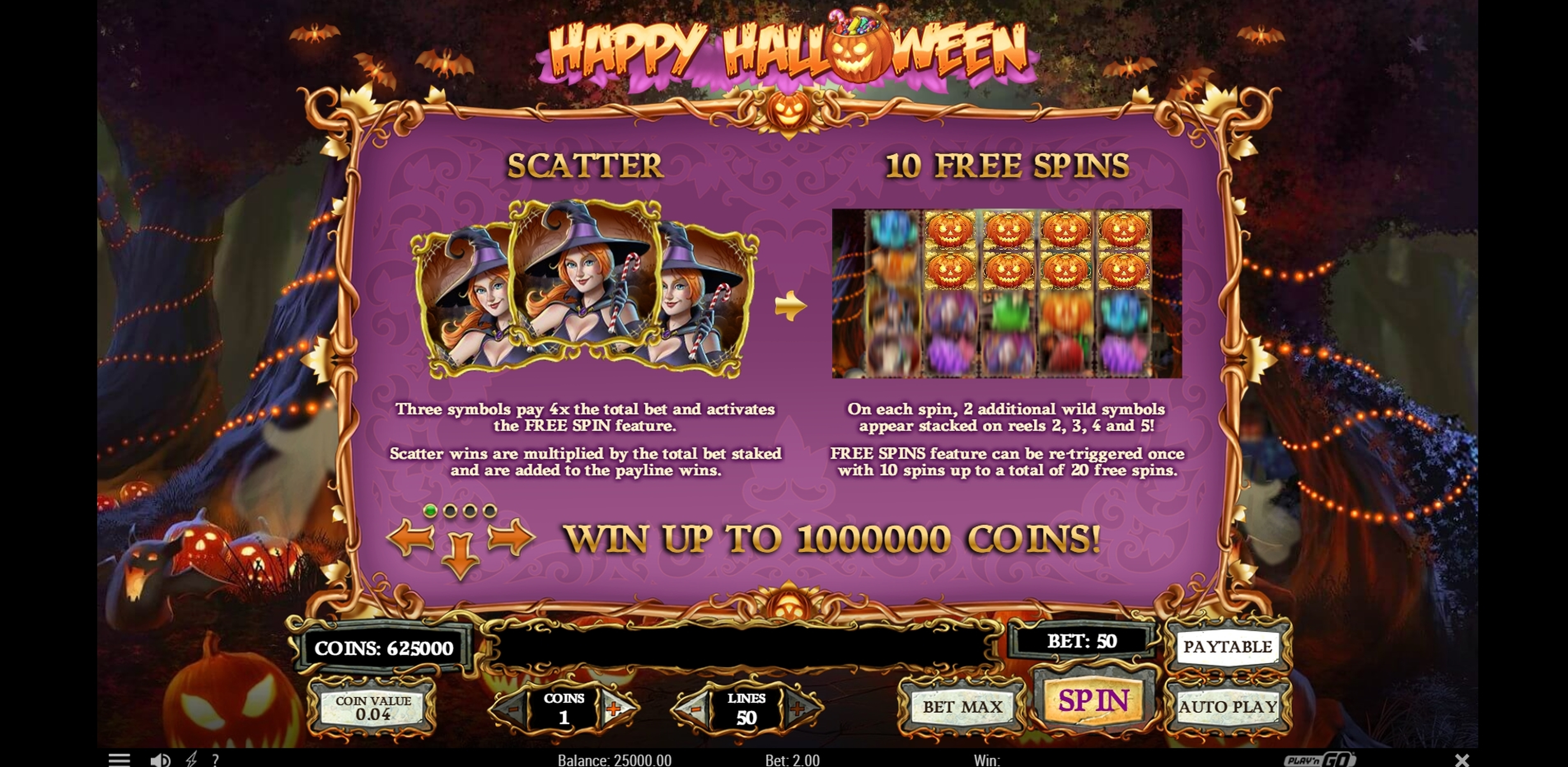 Info of Happy Halloween Slot Game by Playn GO