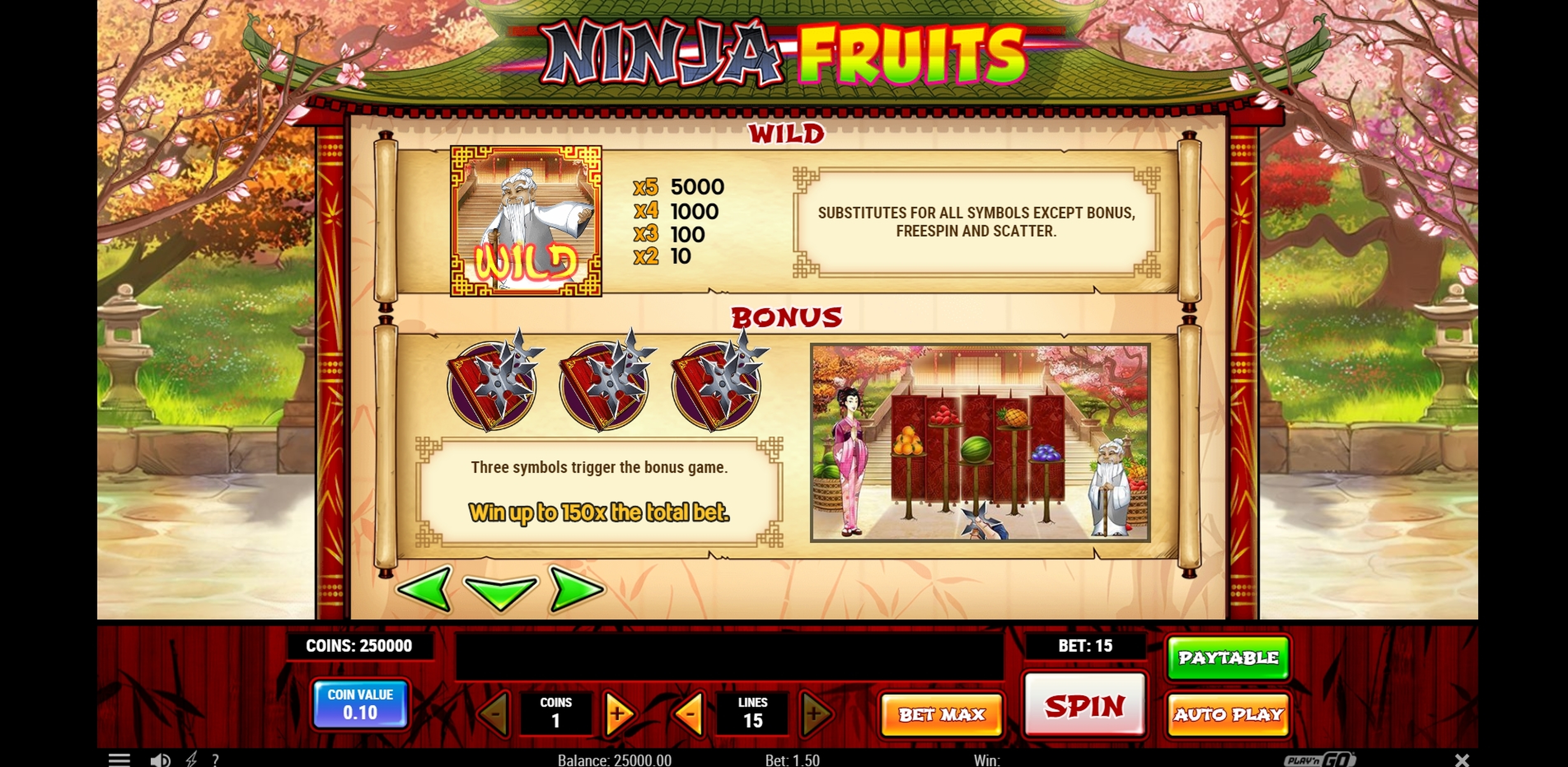Info of Ninja Fruits Slot Game by Playn GO