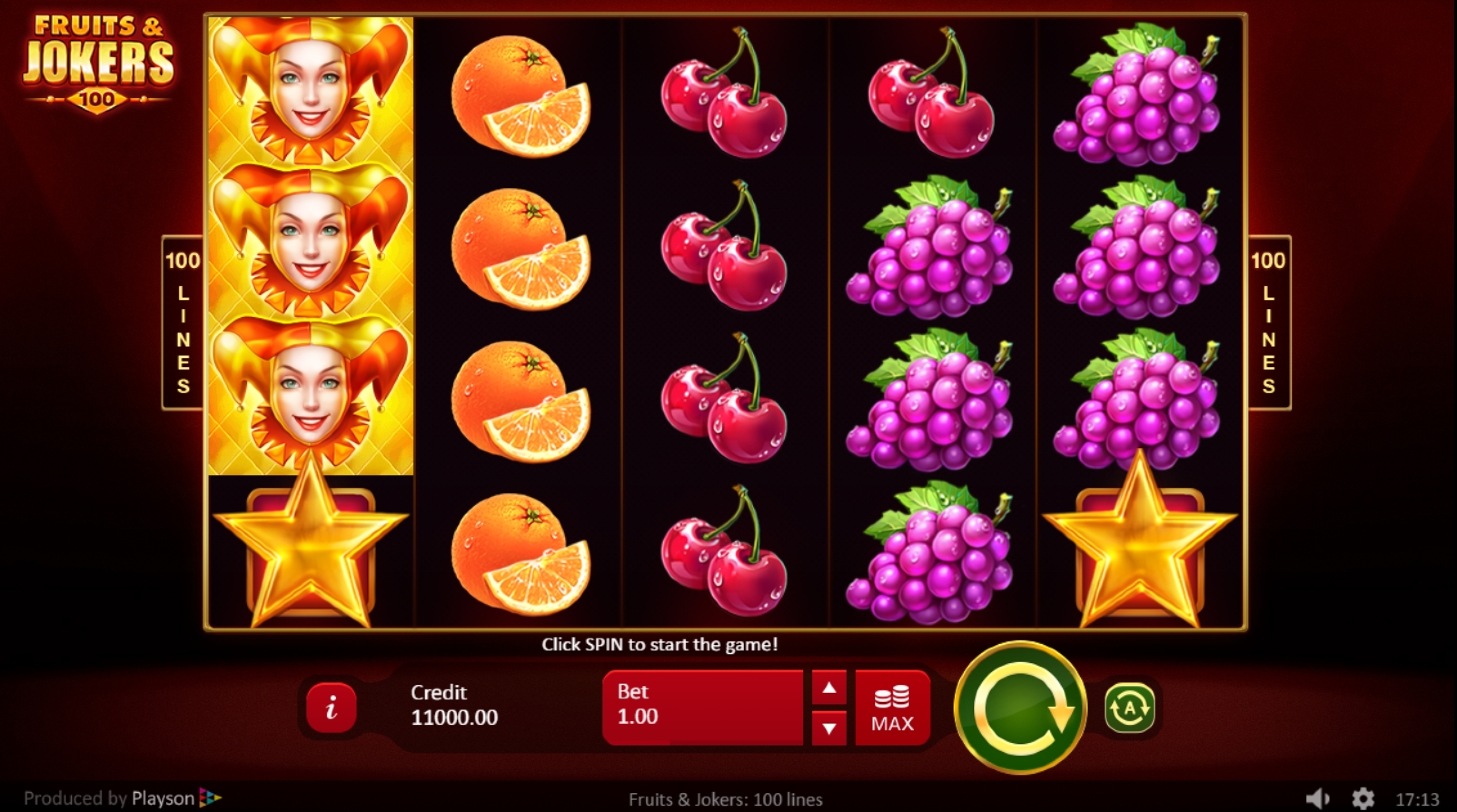 Reels in Fruits & Jokers: 100 lines Slot Game by Playson