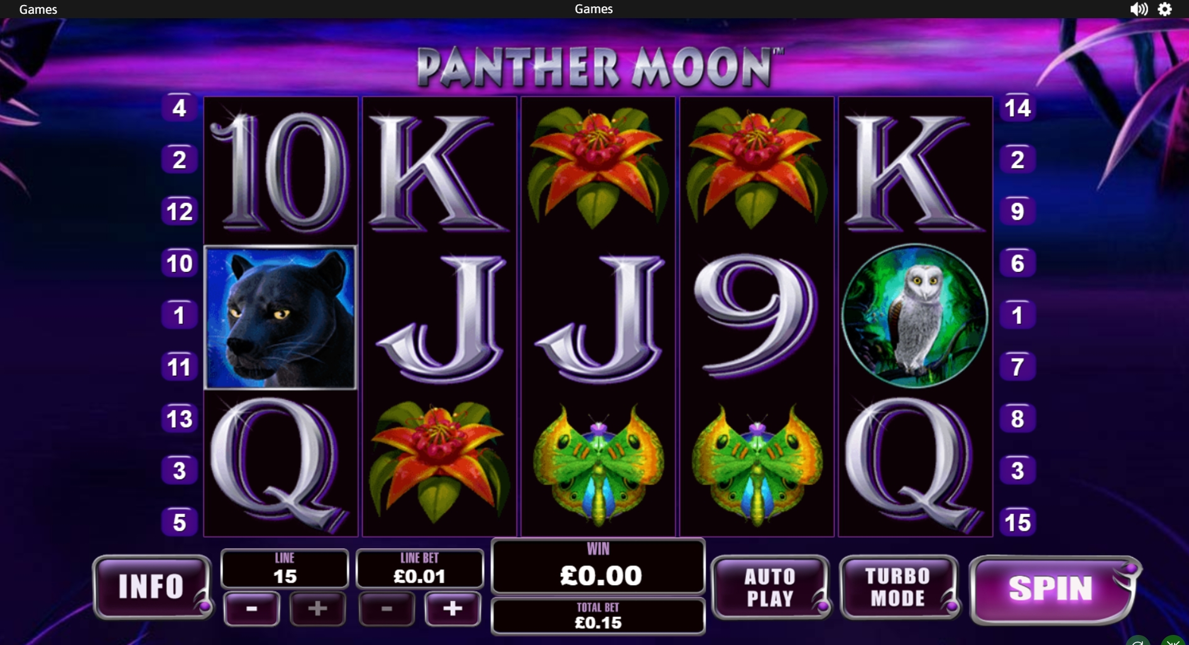 Reels in Panther Moon Slot Game by Playtech