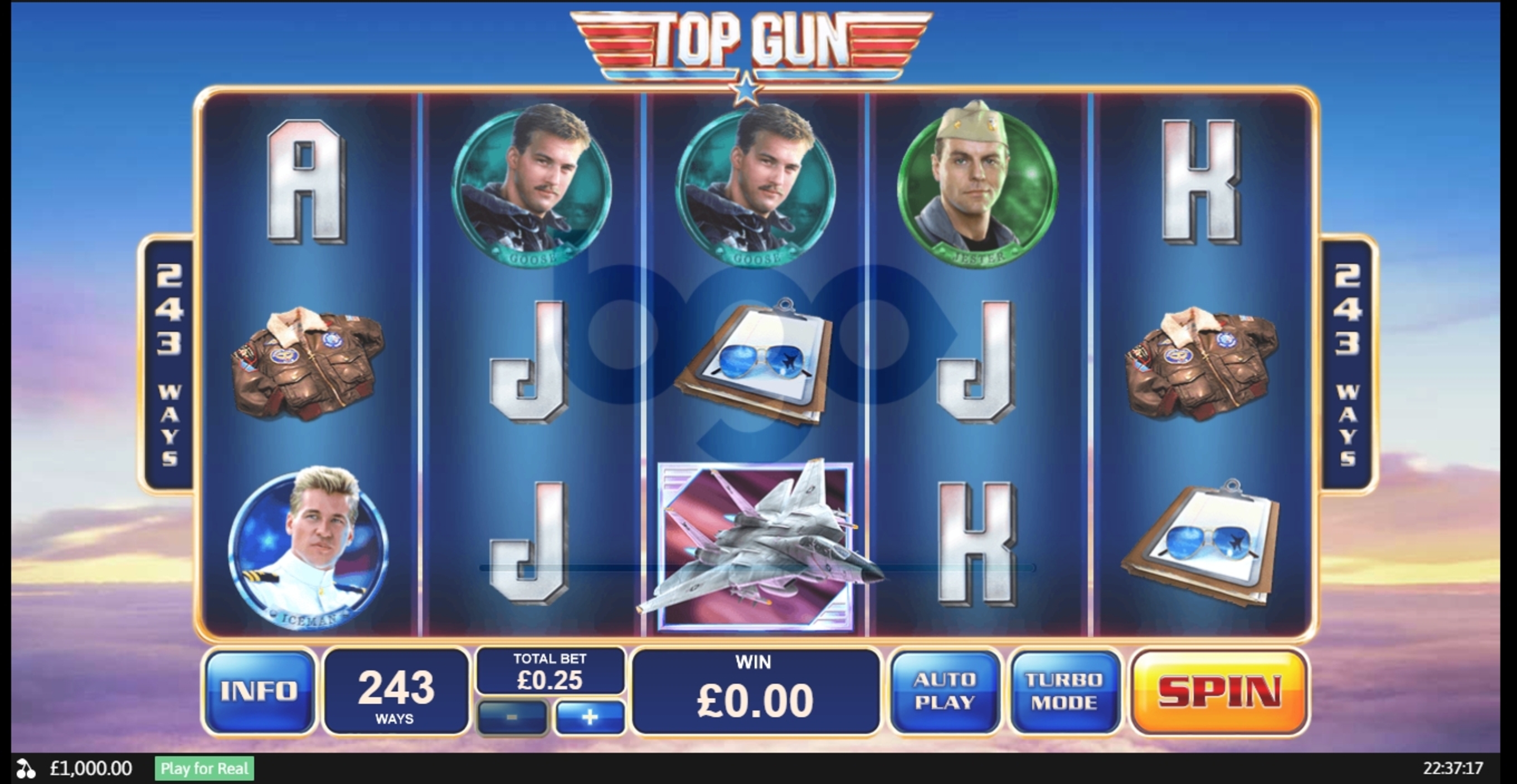 Reels in Top Gun Slot Game by Playtech