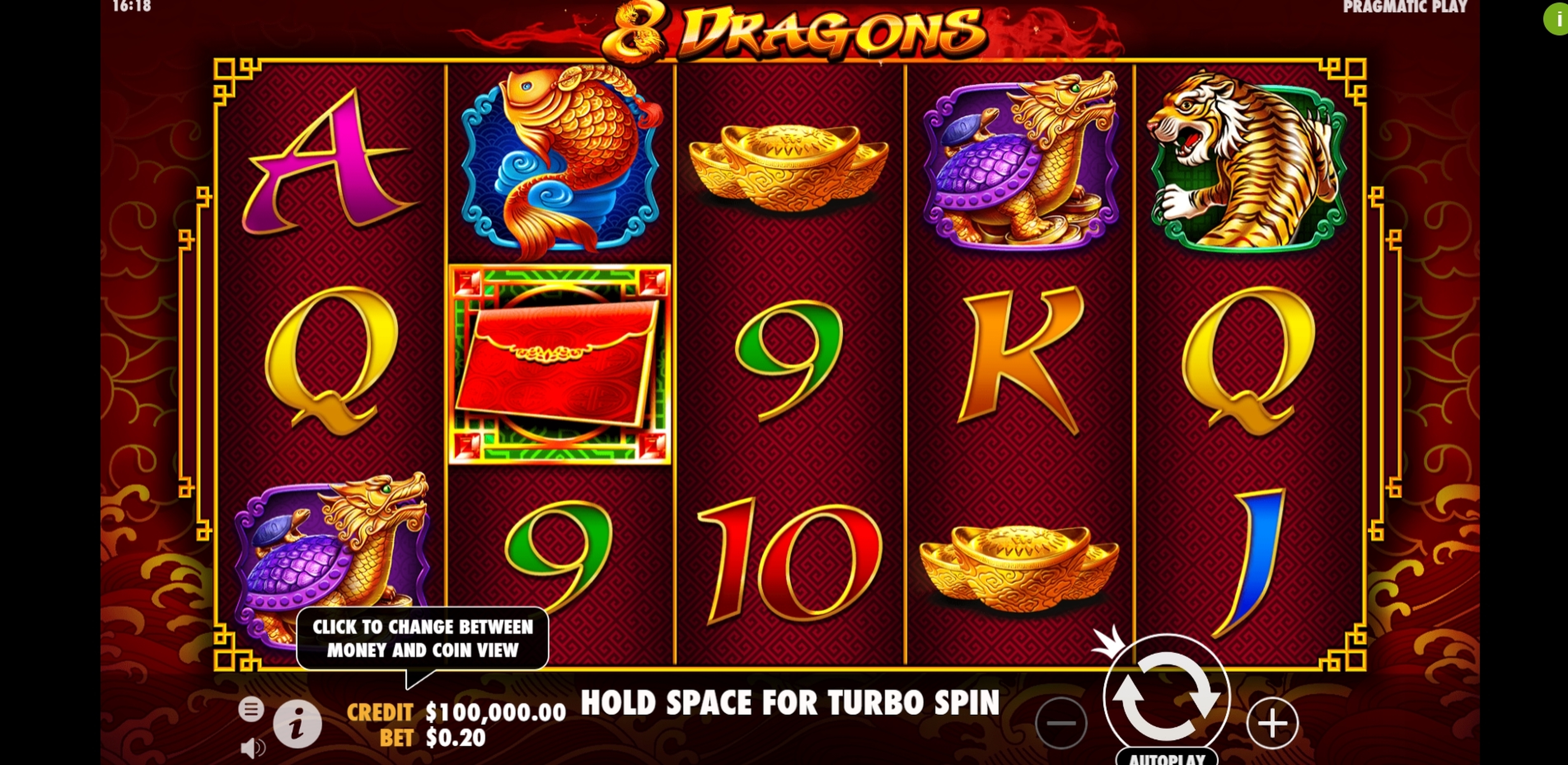 Reels in 8 Dragons Slot Game by Pragmatic Play