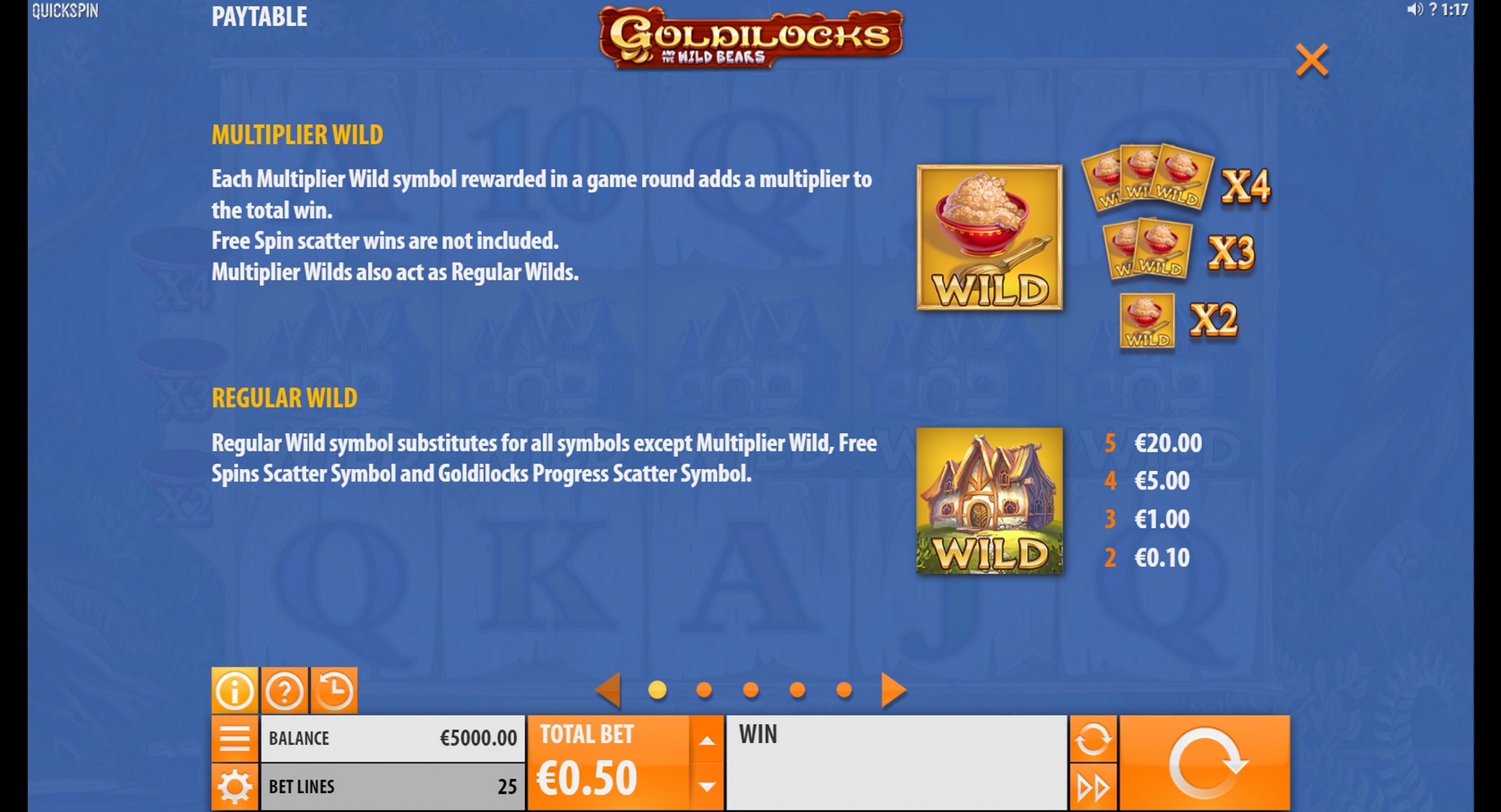 Info of Goldilocks Slot Game by Quickspin