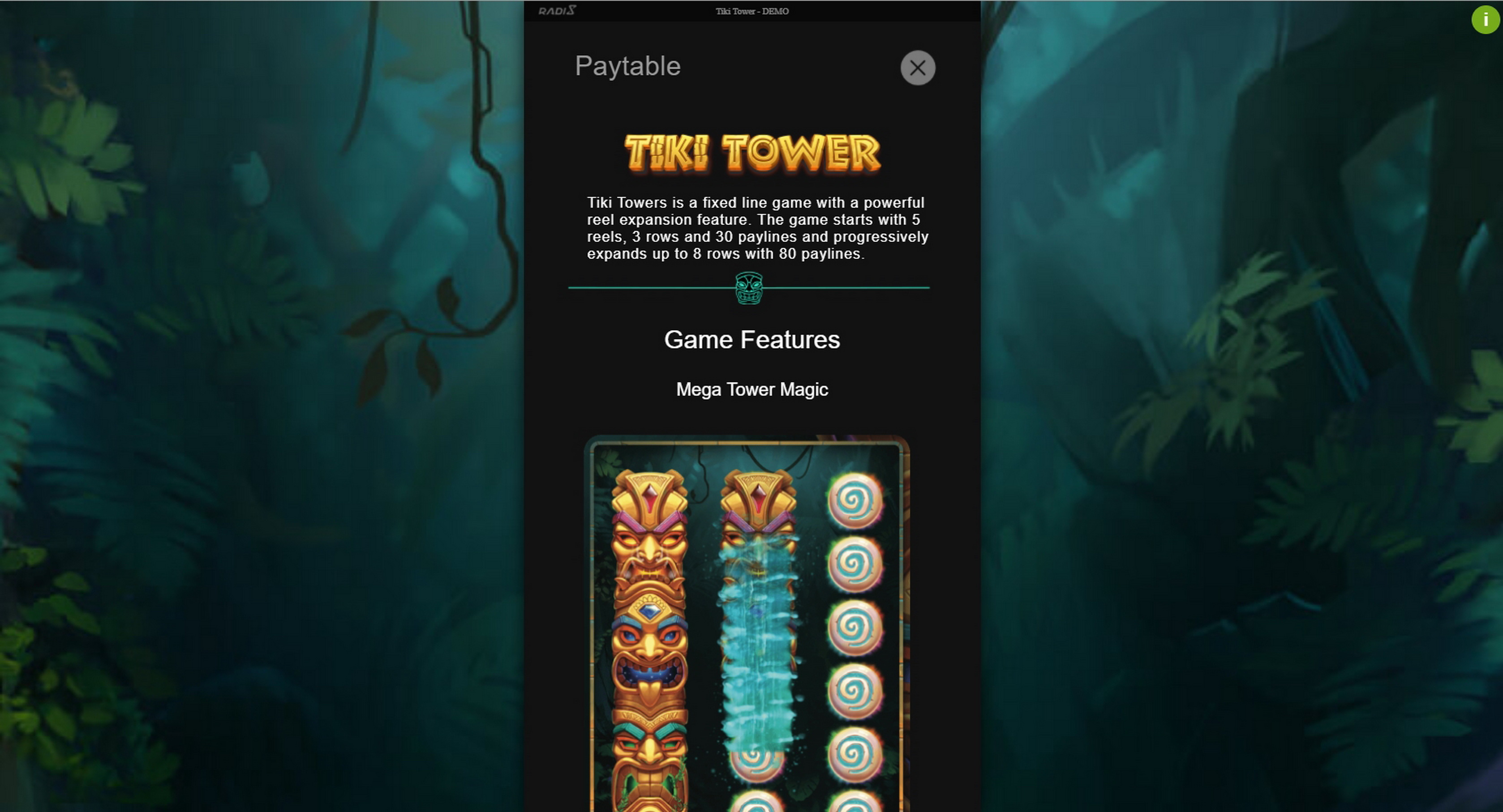 Info of Tiki Tower Slot Game by Radi8