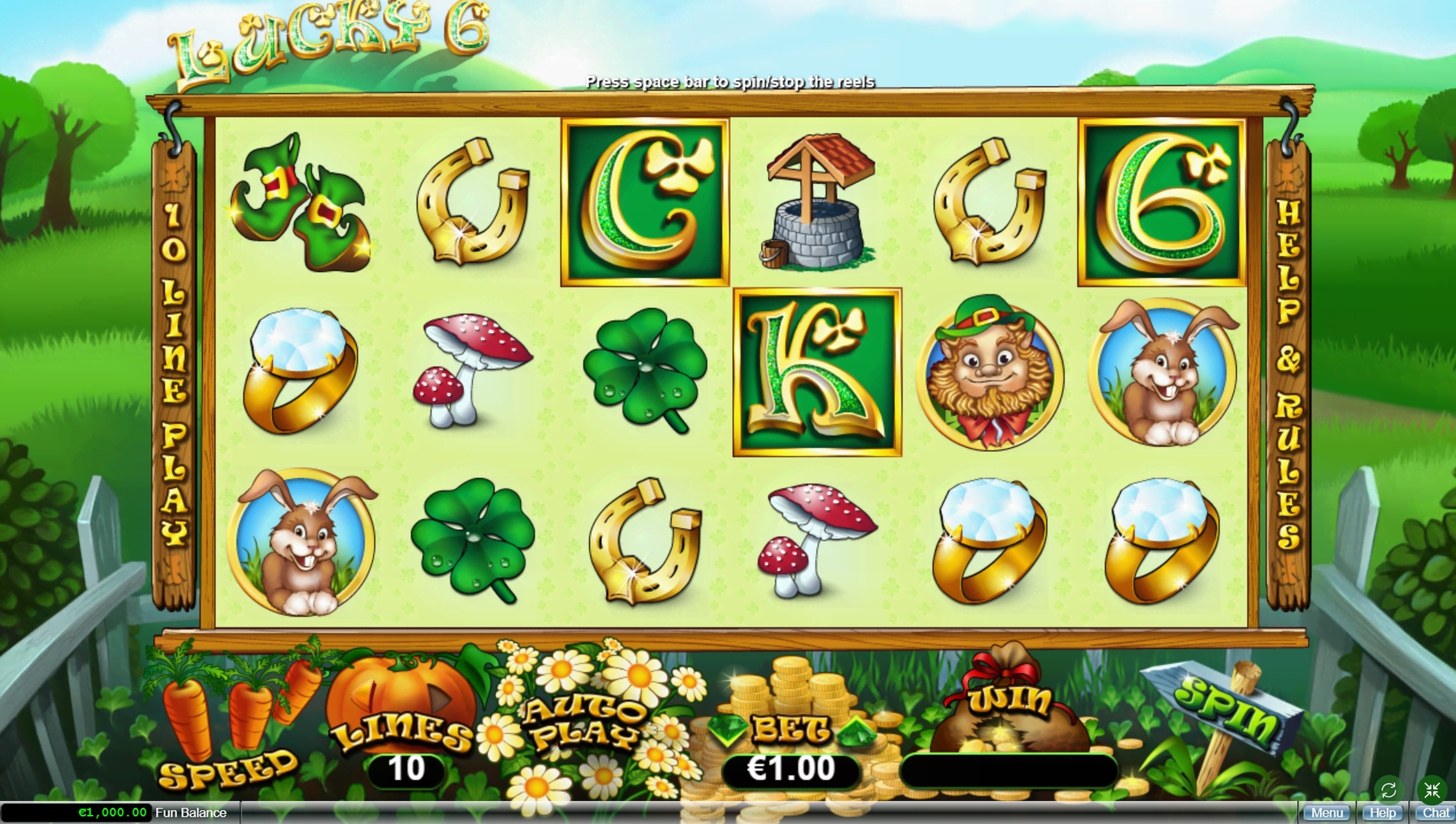 Reels in Lucky 6 Slot Game by Real Time Gaming