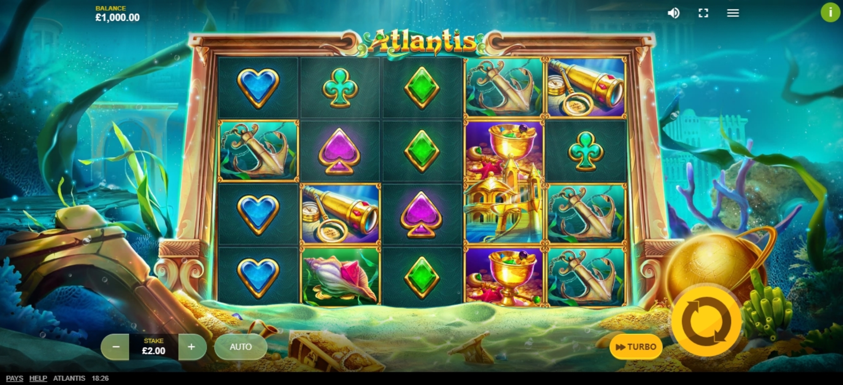 Reels in Atlantis Slot Game by Red Tiger