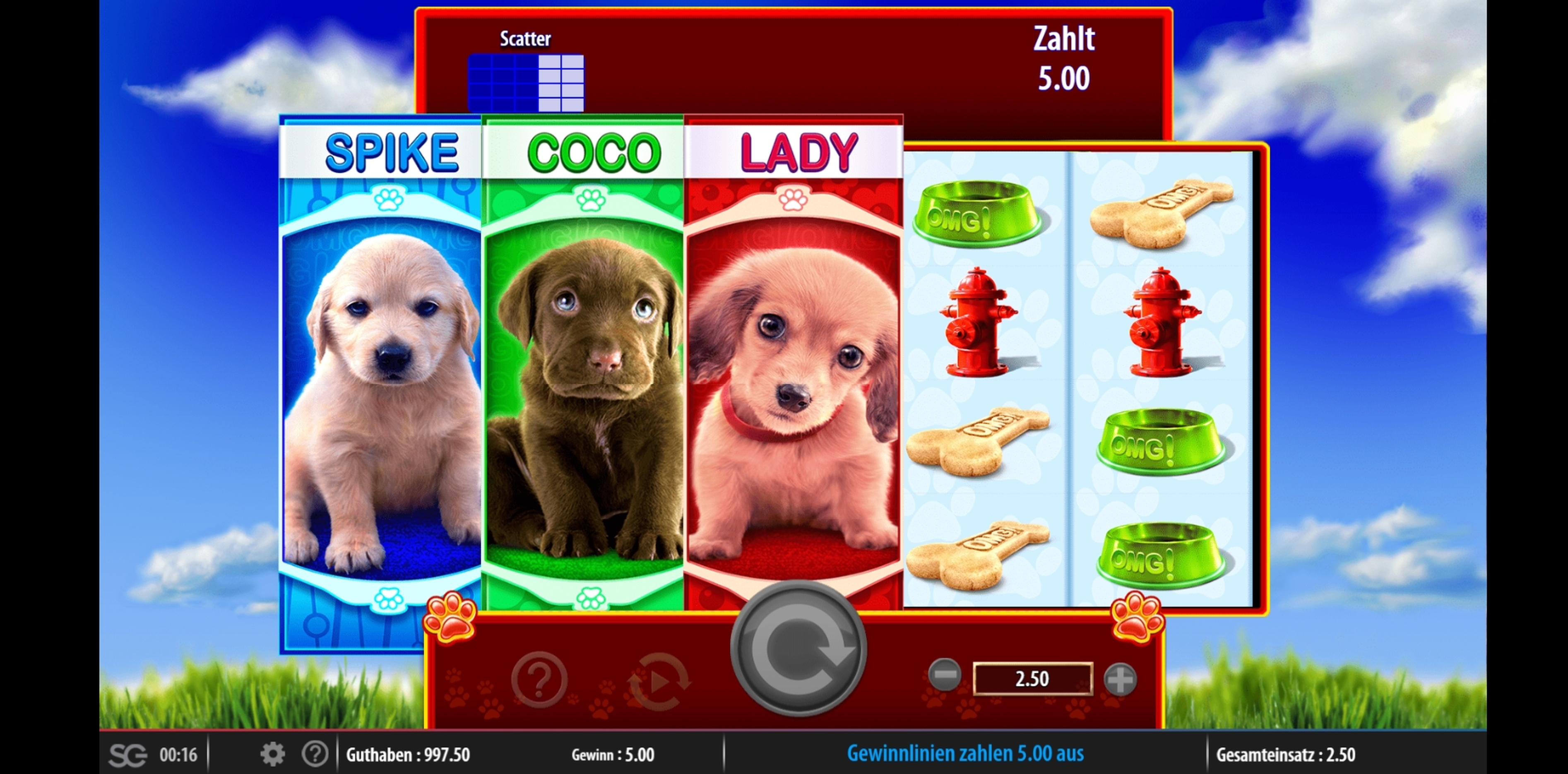 Win Money in OMG! Puppies Free Slot Game by WMS