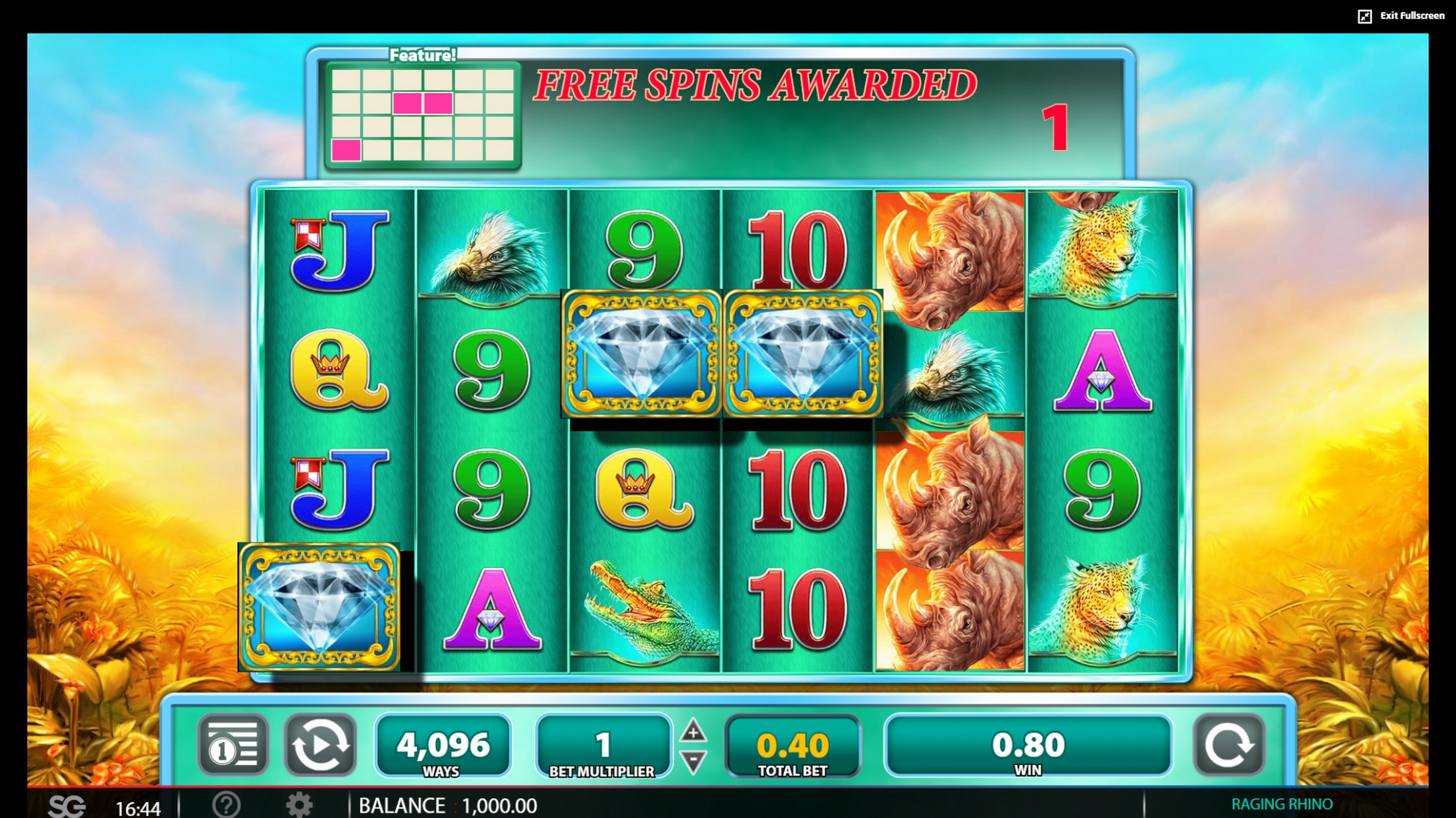 Win Money in Raging Rhino Free Slot Game by WMS