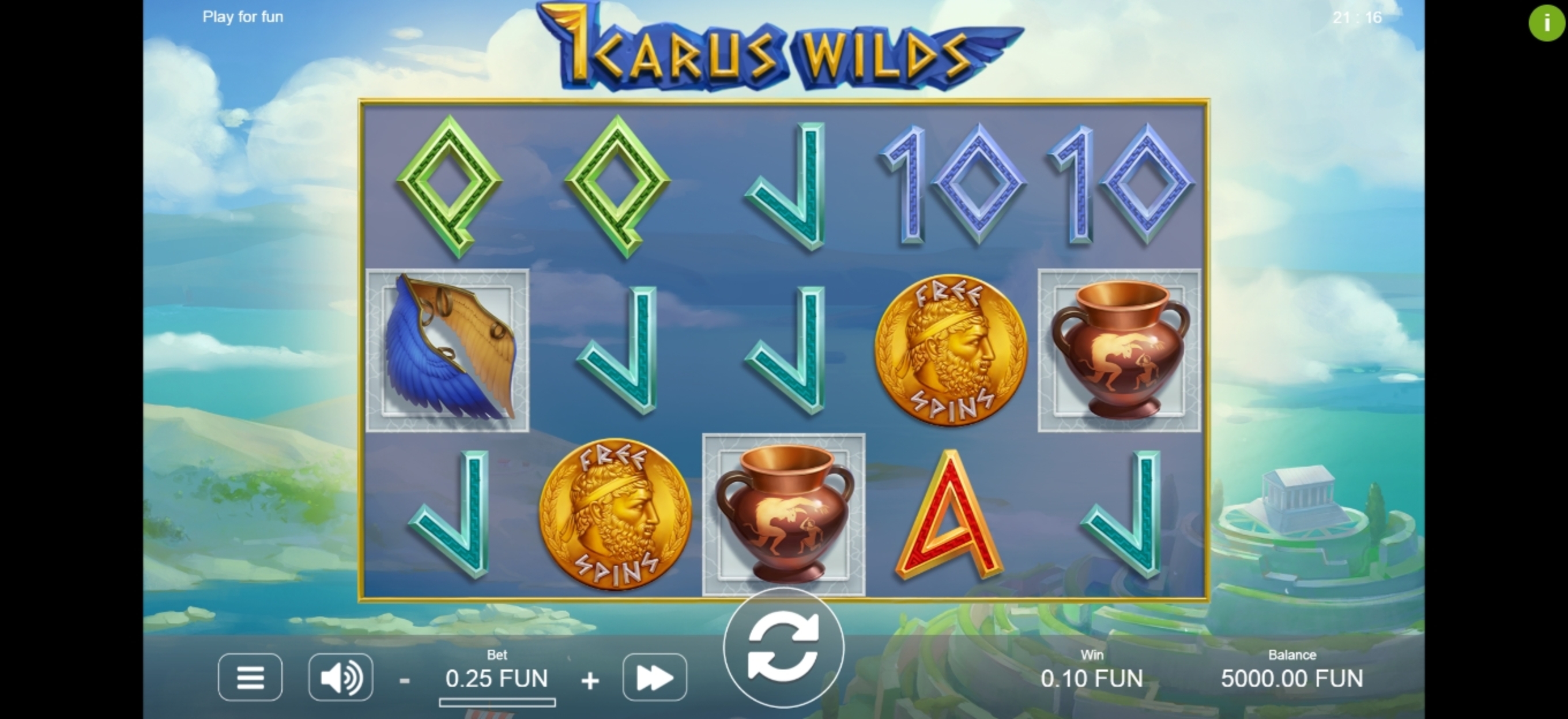 Reels in Icarus Wilds Slot Game by STHLM Gaming