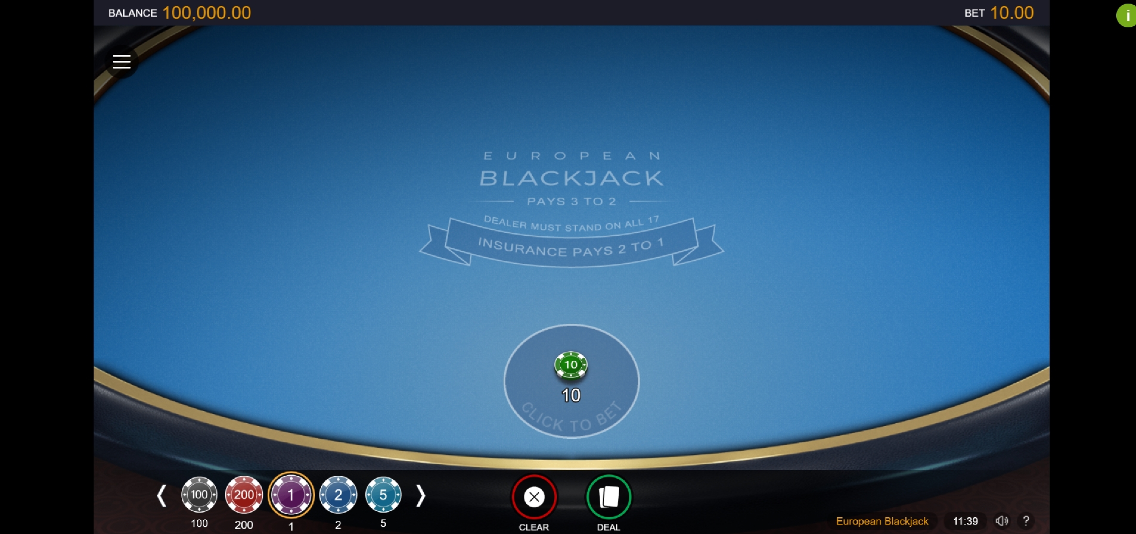 Reels in European Blackjack Slot Game by Switch Studios