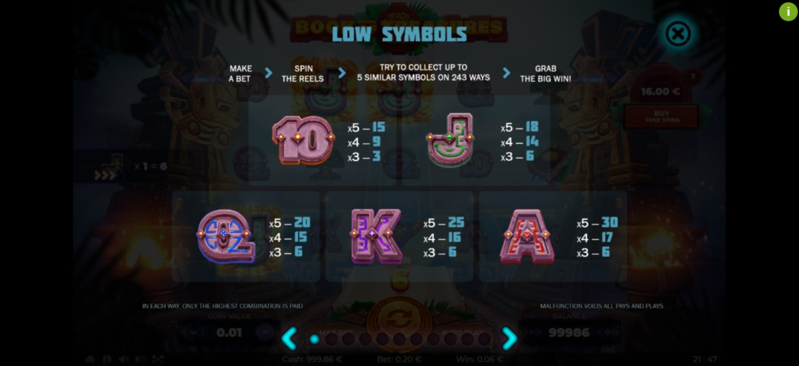 Info of Book of Treasures Slot Game by Thunderspin