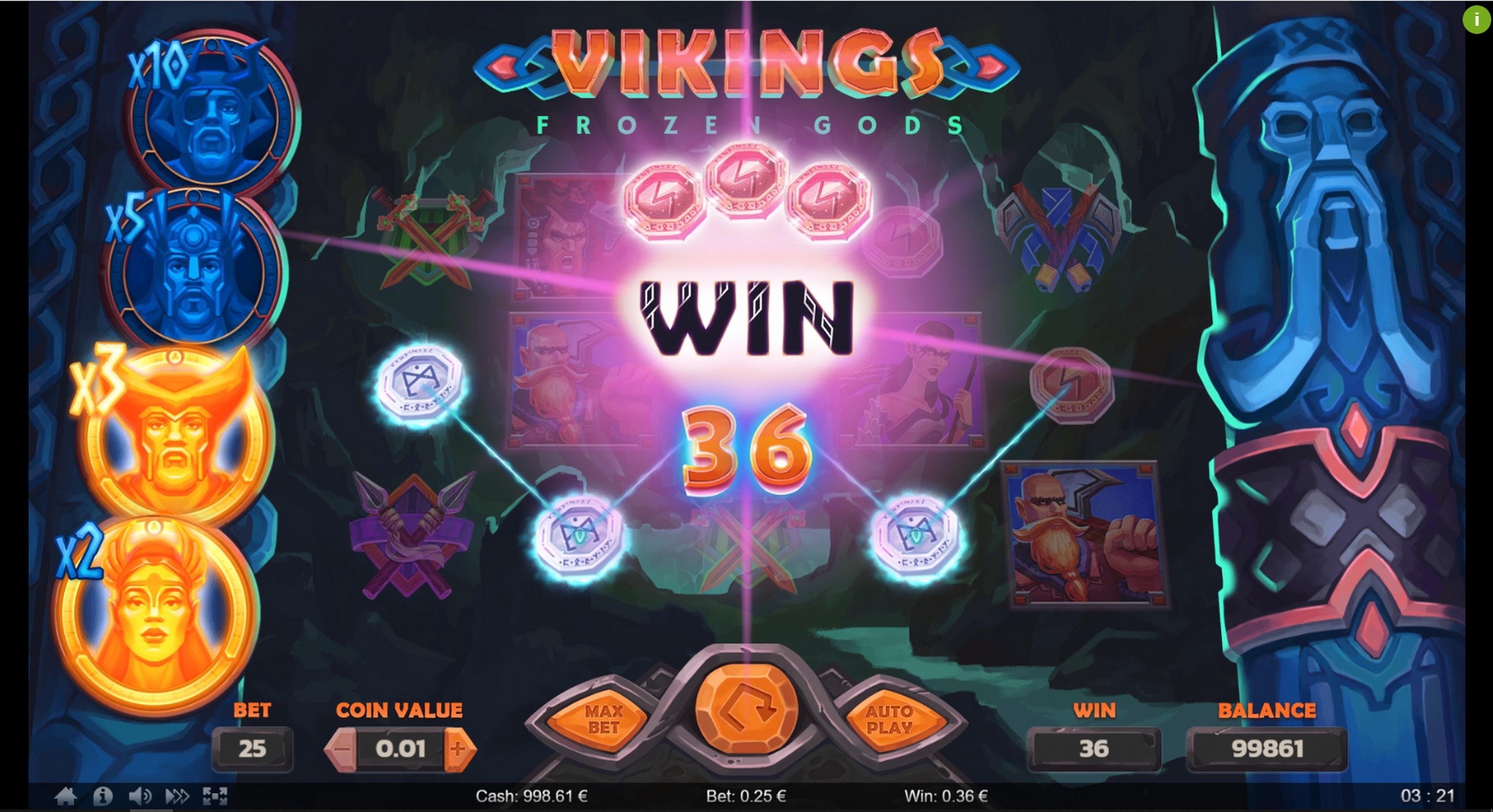 Win Money in Vikings Frozen Gods Free Slot Game by Thunderspin
