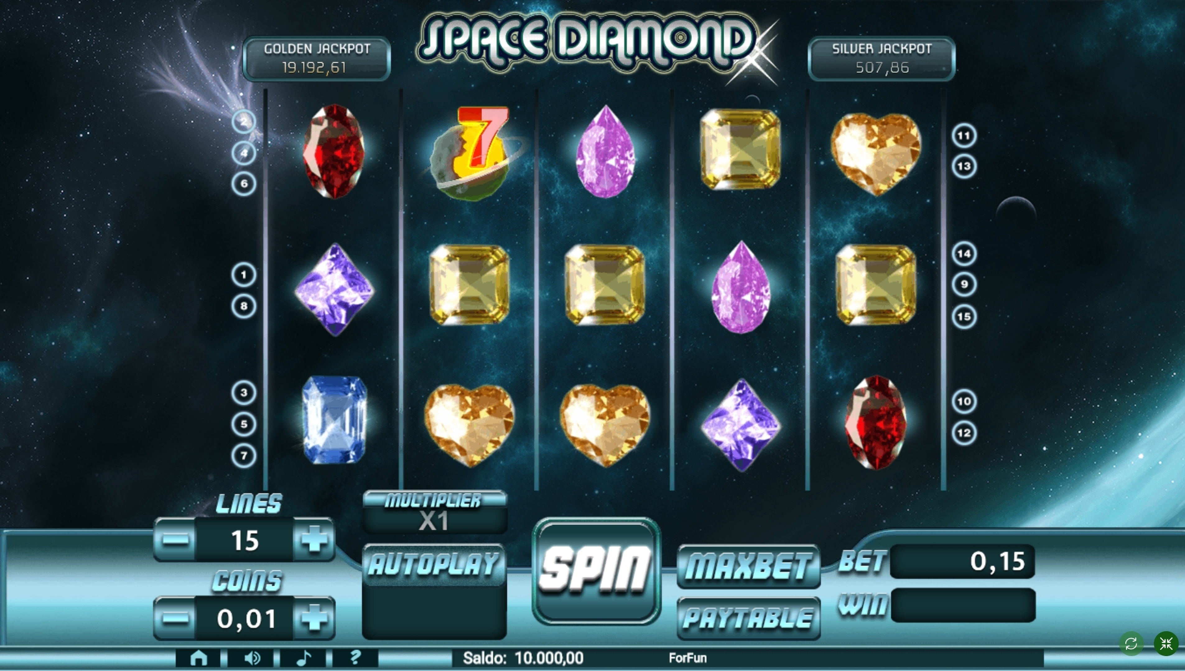 Reels in Space Diamond Slot Game by Tuko Productions