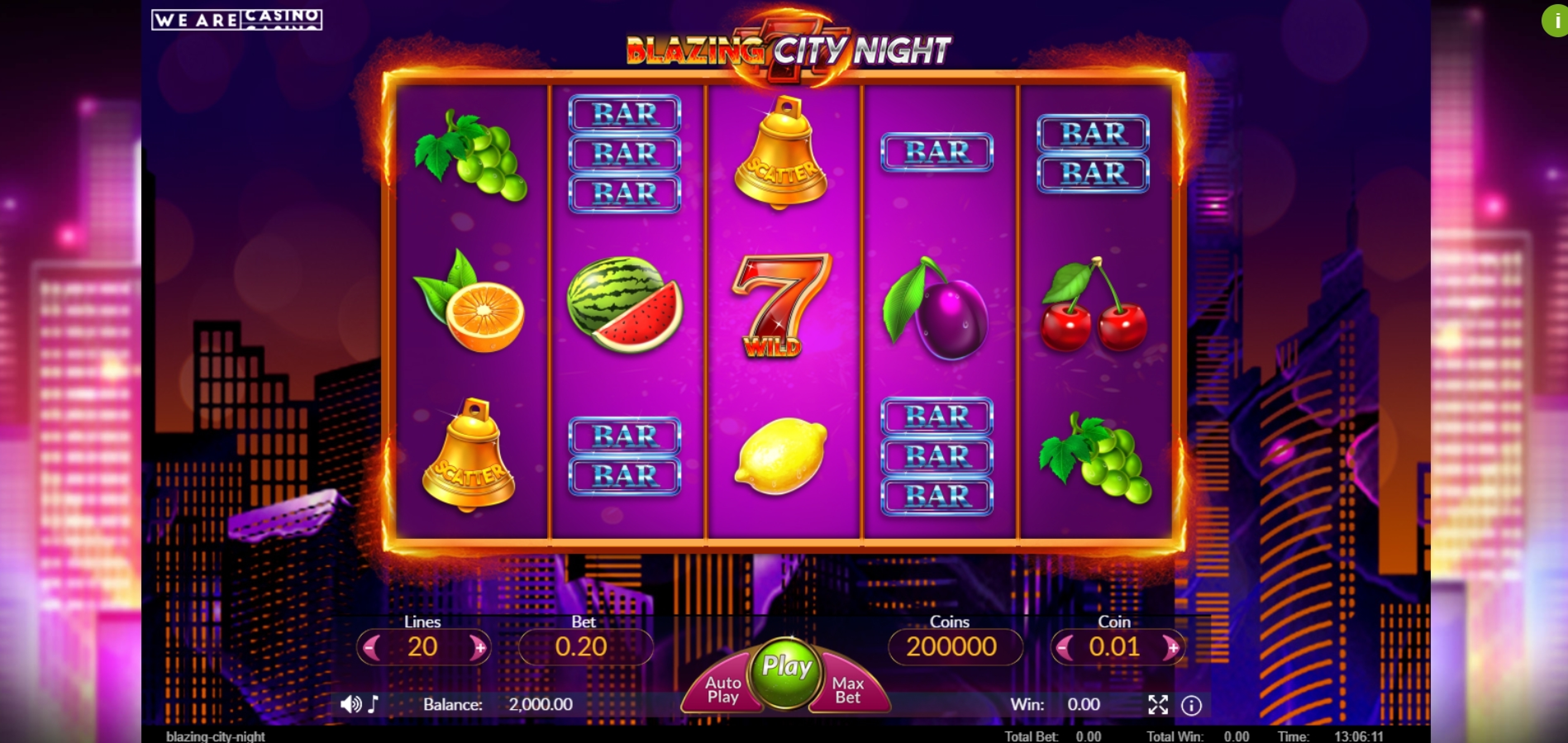 Reels in Blazing City Night Slot Game by We Are Casino