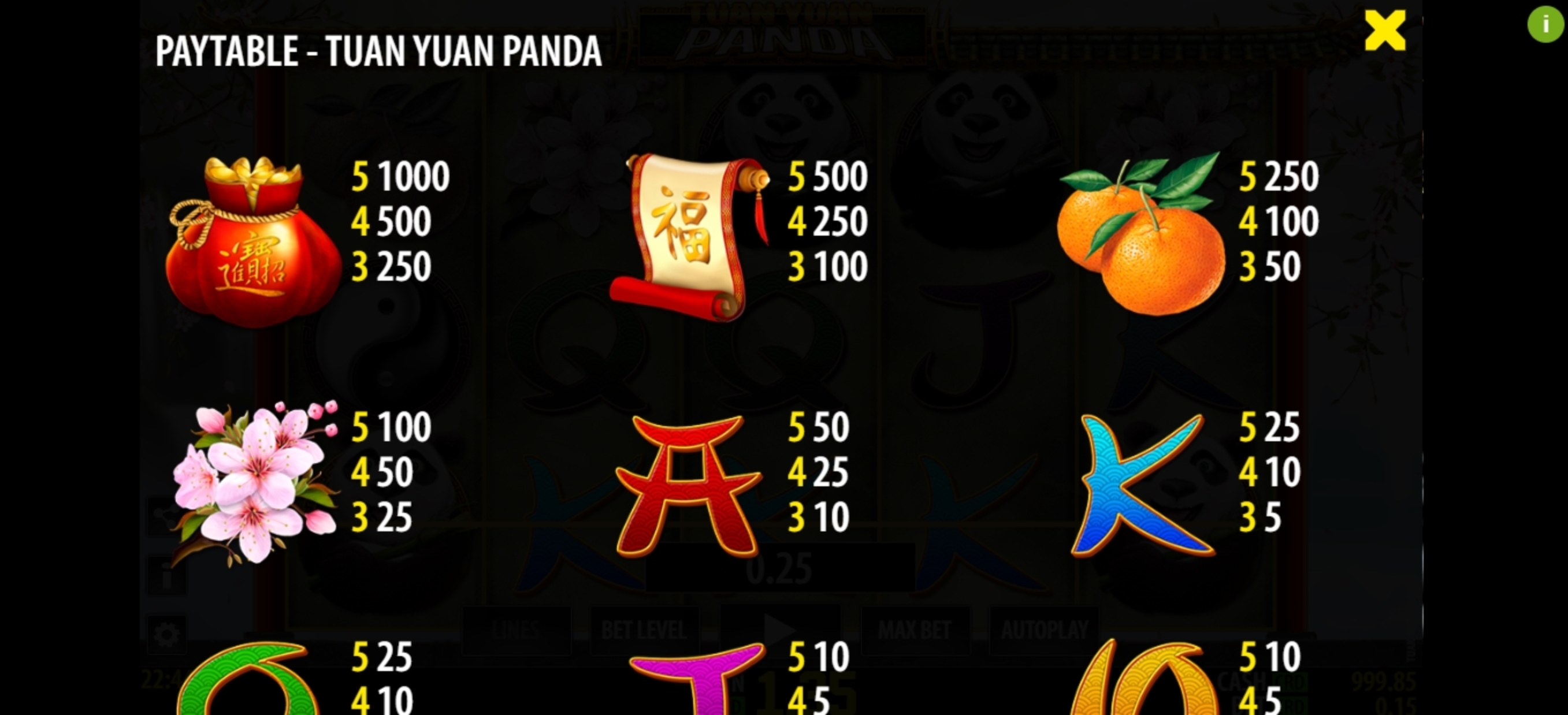 Info of Tuan Yuan Panda Slot Game by World Match