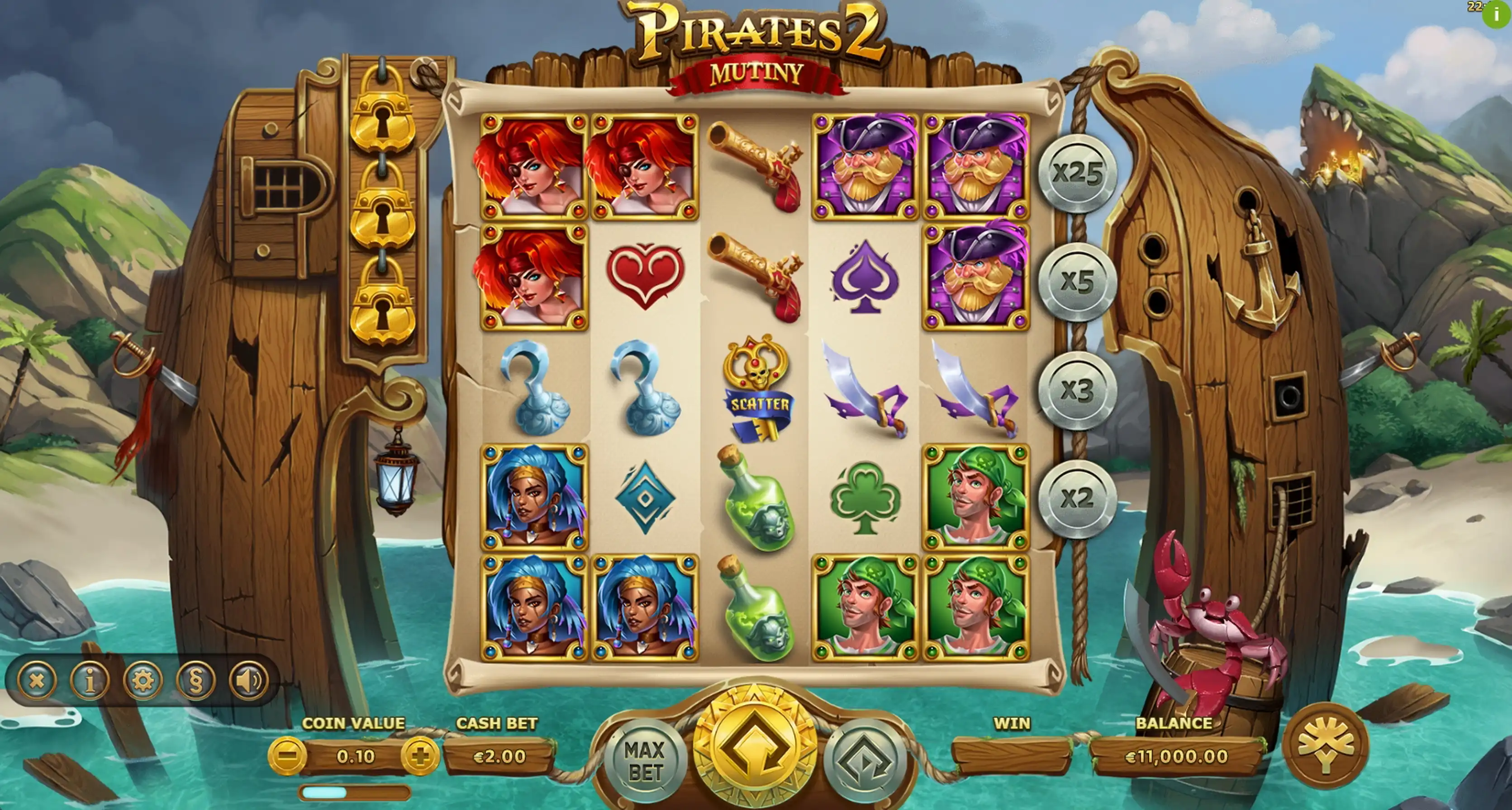 Reels in Pirates 2: Mutiny Slot Game by Yggdrasil Gaming